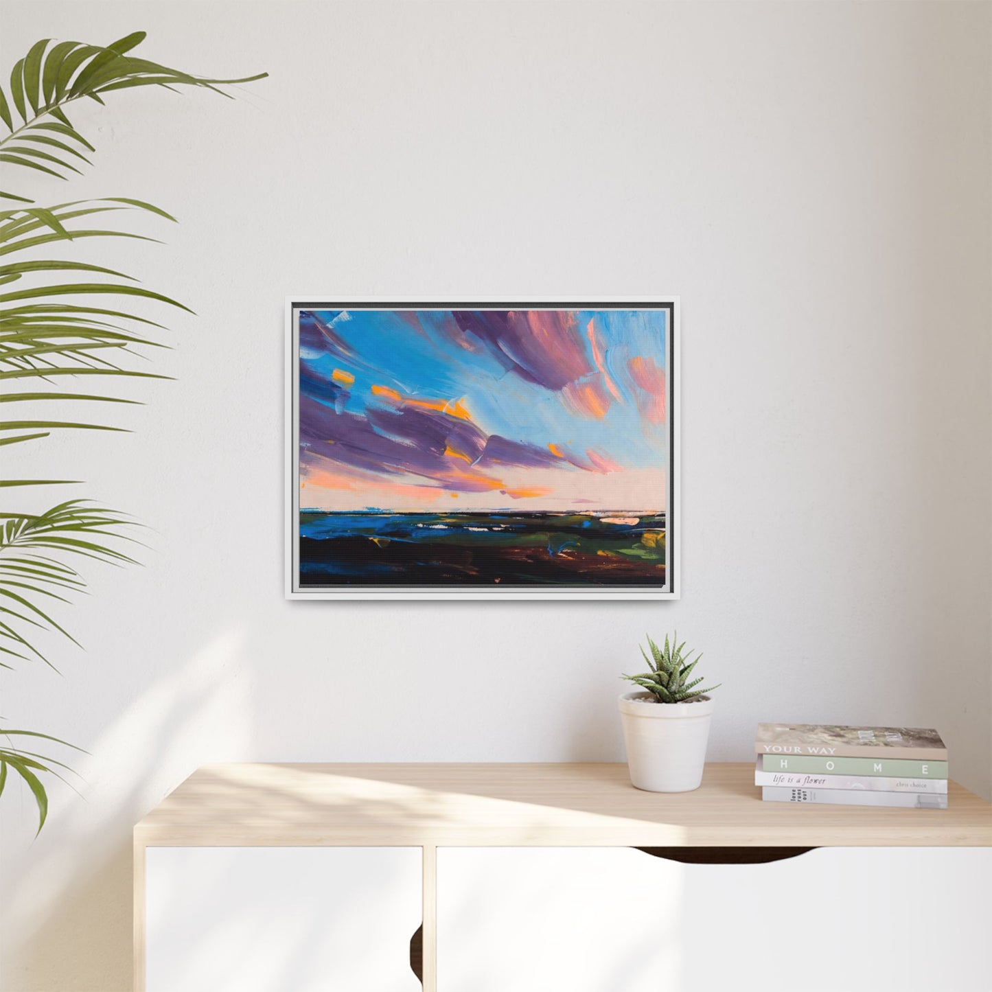 Framed Matte Canvas Abstract Seascape Sunset Art Print