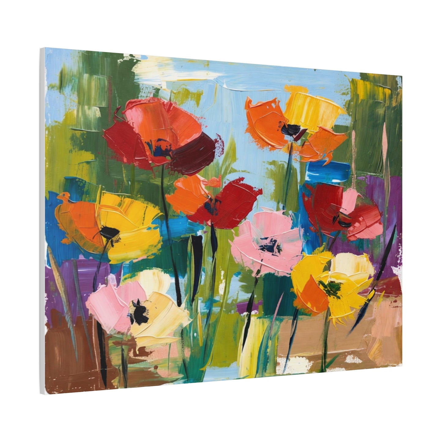 Colorful Abstract Floral Canvas Wall Art — Matte Stretched 1.25"