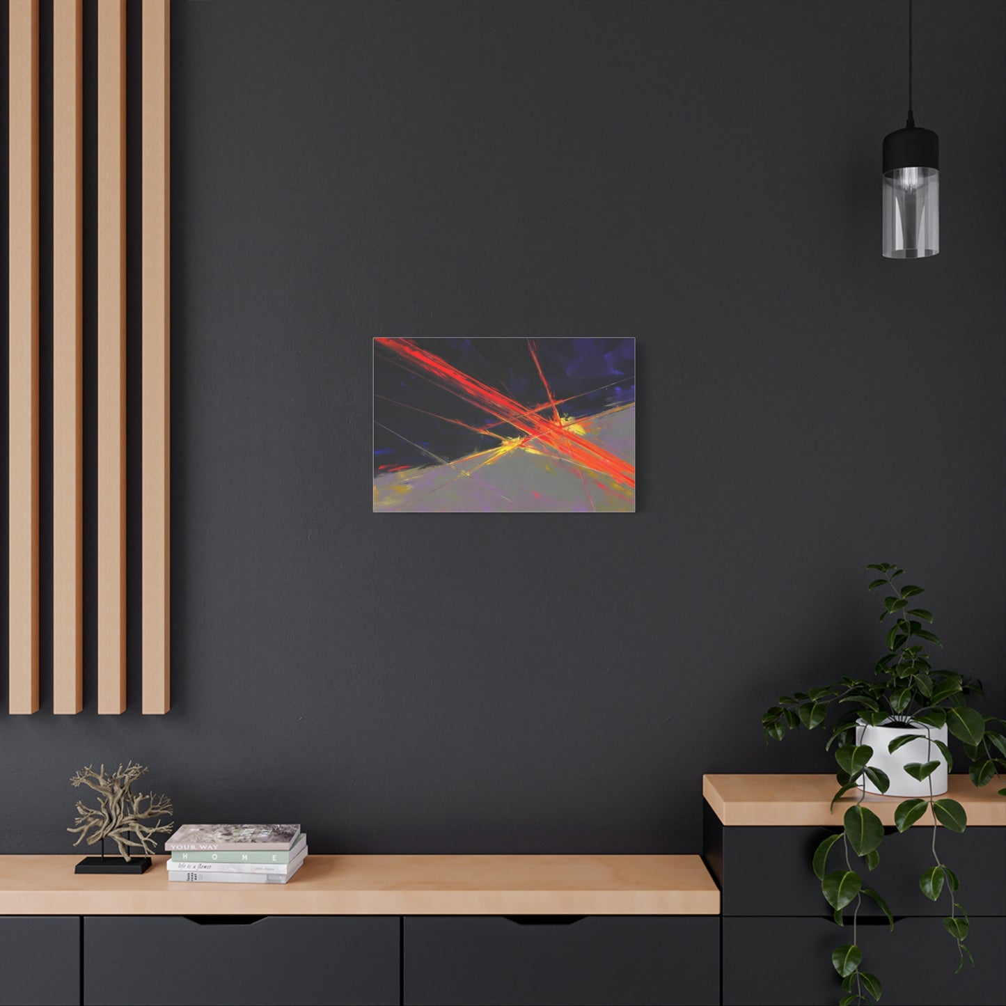 Abstract Red Streaks Matte Canvas Print — Modern Geometric Wall Art