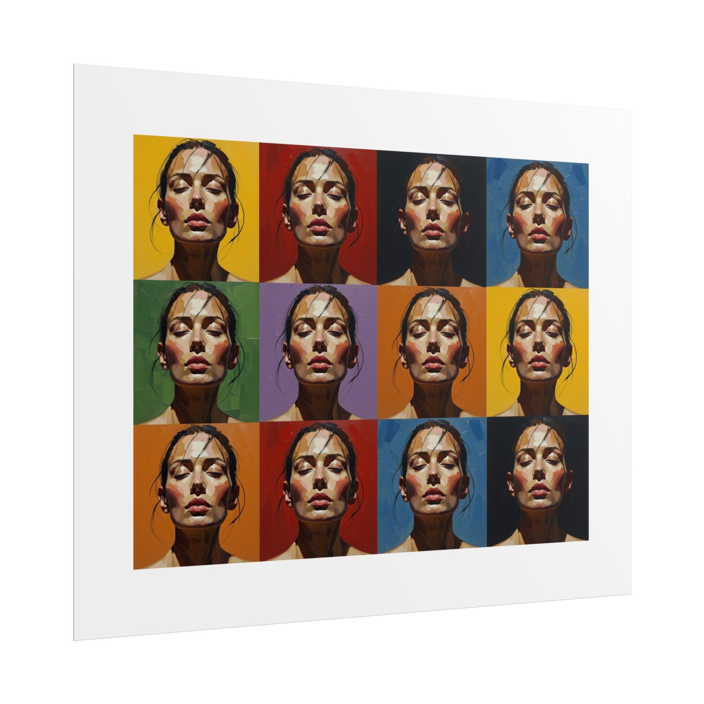 Rolled Poster — Pop Art Portrait Wall Print (Color Grid, 12-Panel)