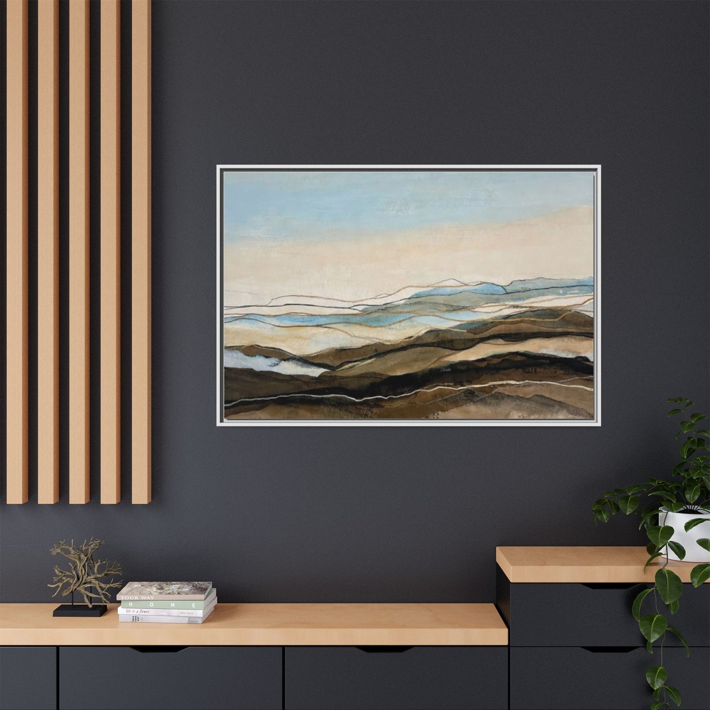 Framed Matte Canvas Print — Abstract Coastal Landscape Wall Art