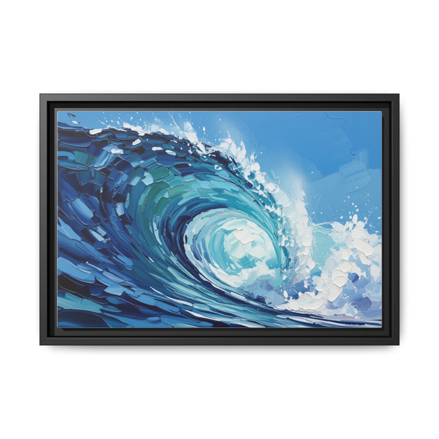Framed Matte Canvas Wave Art — Blue Ocean Surf Wall Decor