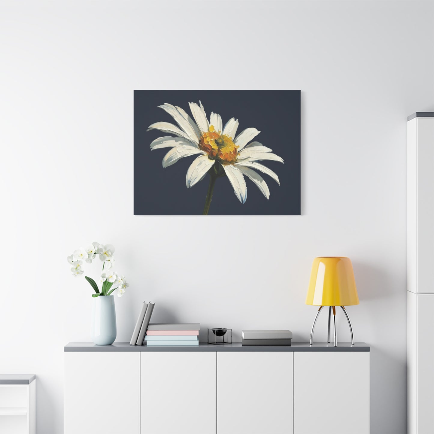Daisy Oil-Paint Canvas Wall Art — Stretched Matte Floral Print