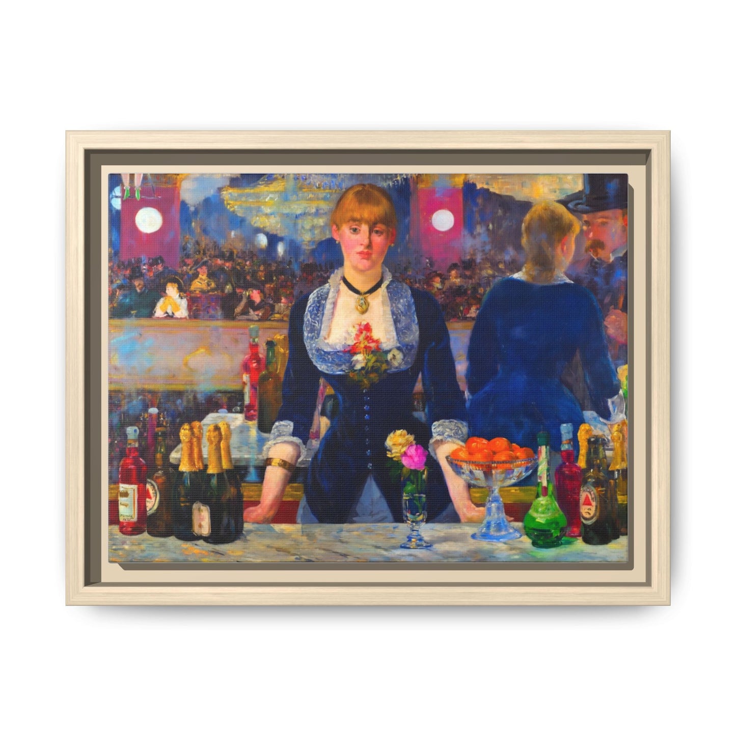Framed Matte Canvas Print — Vintage Parisian Bar Scene