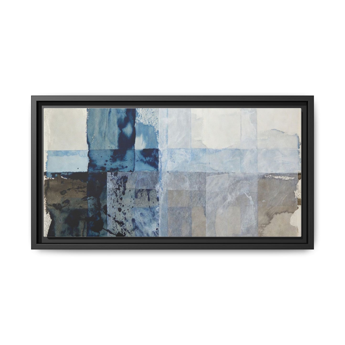 Abstract Coastal Blue Framed Canvas Art