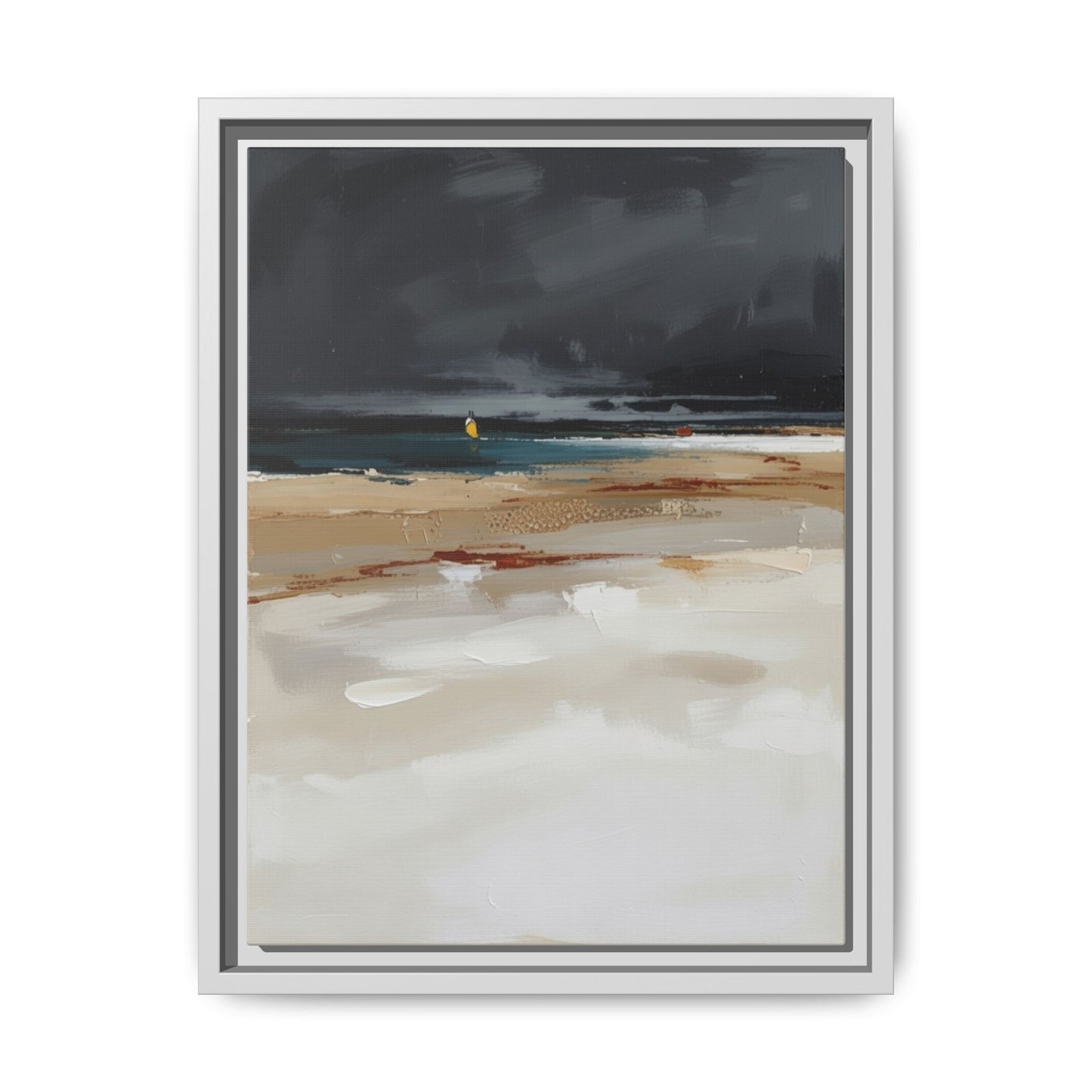 Framed Matte Canvas Beachscape Art Print — Coastal Abstract Wall Decor