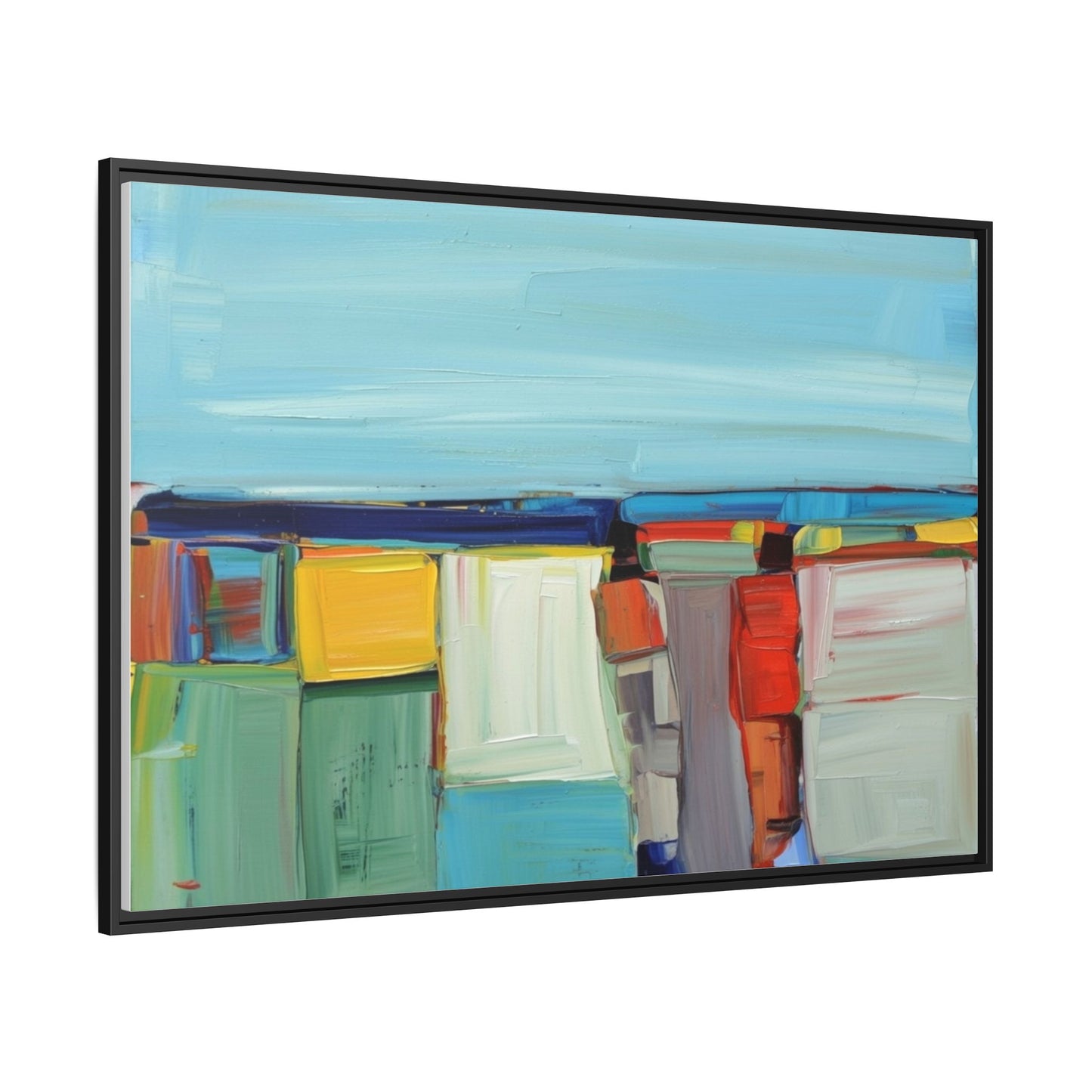 Abstract Coastal Blocks Matte Canvas Print (Framed)
