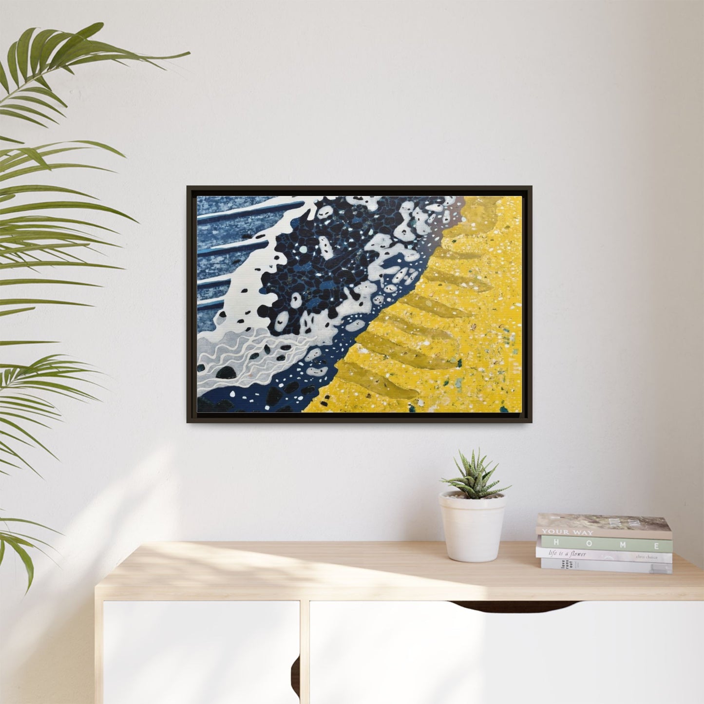 Framed Abstract Ocean & Sand Matte Canvas Print