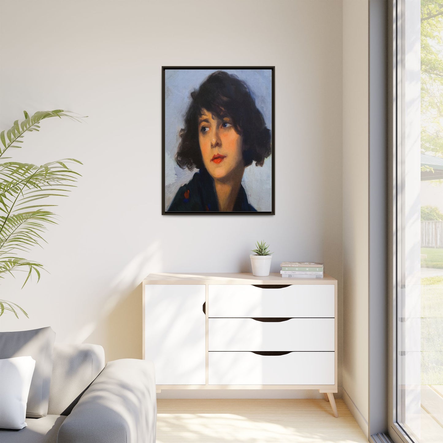 Mulher do chale verde (cropped) by Cyprien Eugene Boulet Framed Matte Canvas Print