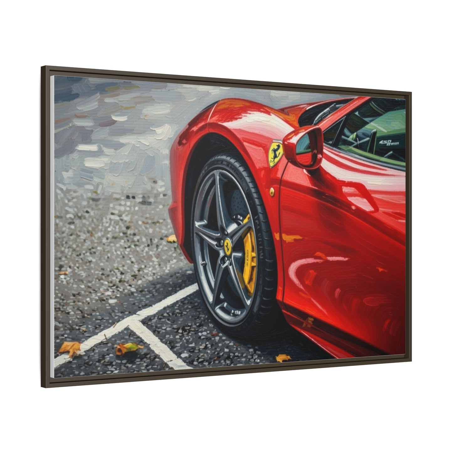 Framed Matte Canvas: Red Sports Car Close-Up Art Print