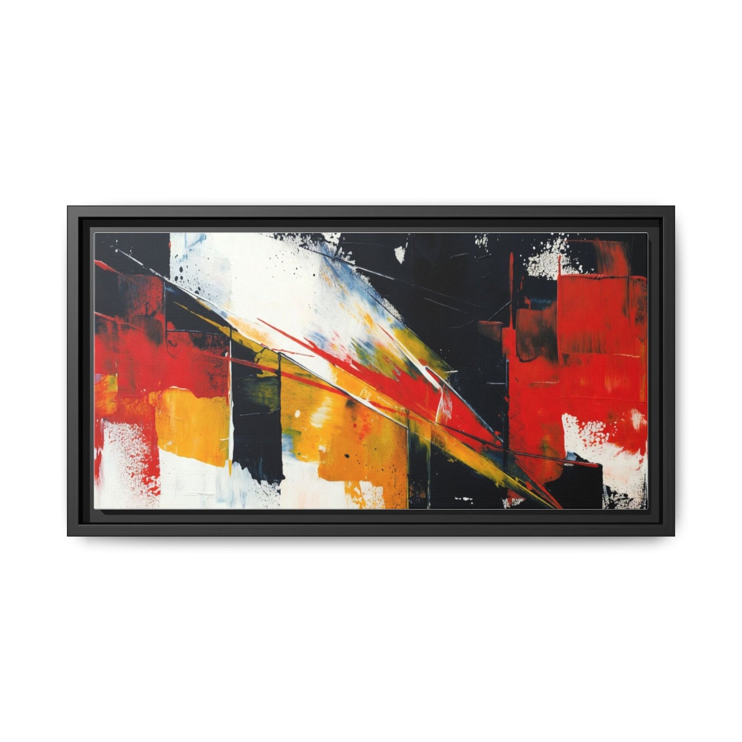 Abstract Red & Black Framed Canvas Print — Modern Geometric Wall Art