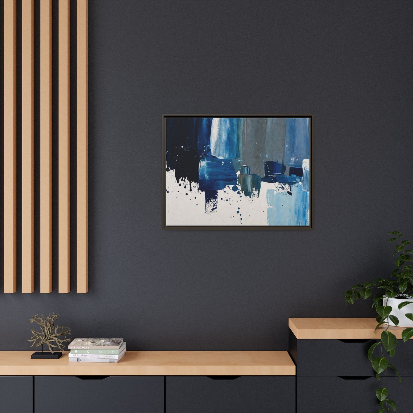 Abstract Blue Ocean Matte Canvas Framed Wall Art