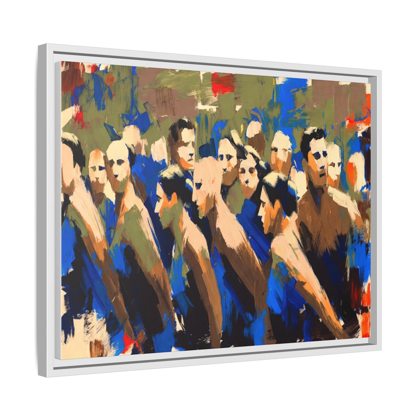 Abstract Crowd Matte Canvas Print — Framed Multi-Color Wall Art