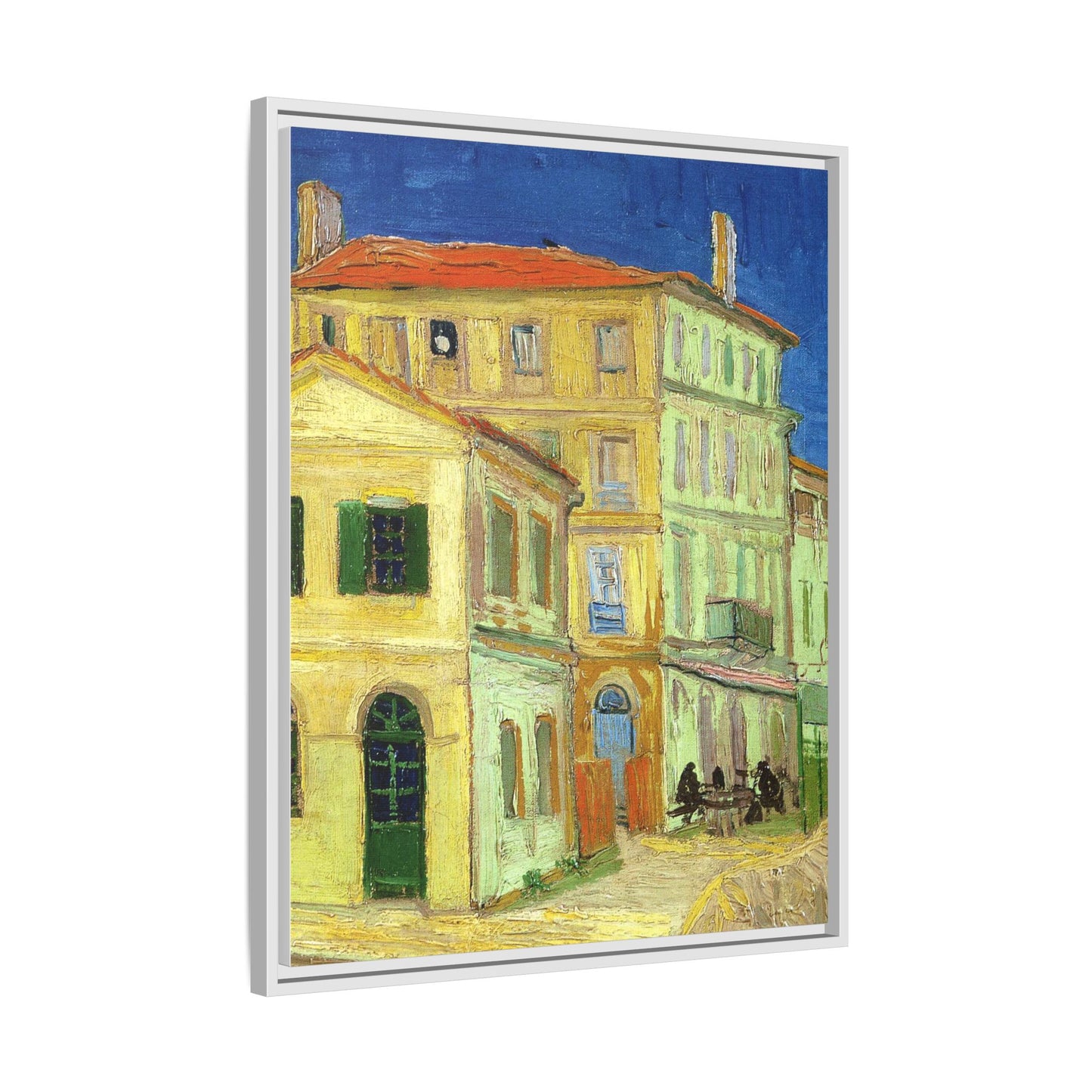 Mediterranean Street Scene Matte Canvas Framed Wall Art