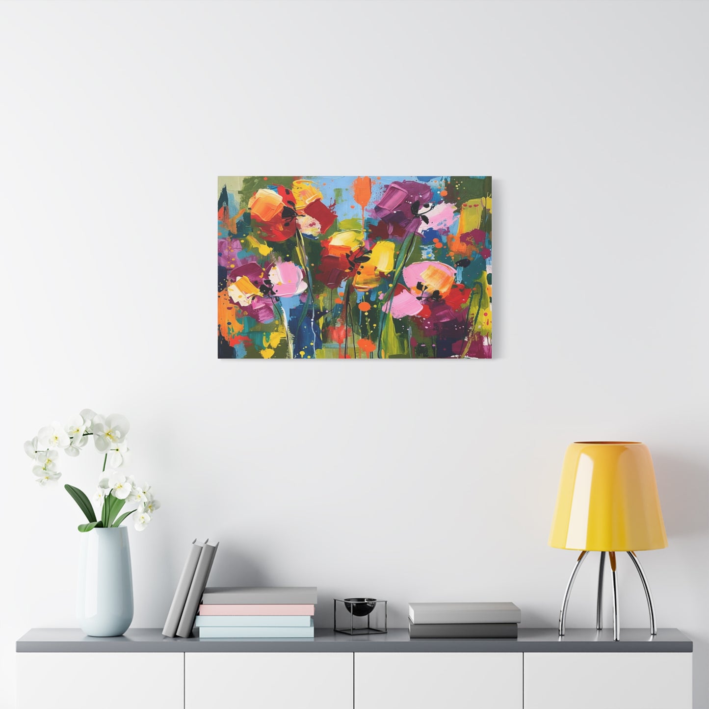 Vibrant Abstract Floral Canvas — Colorful Poppy Wall Art, Matte Stretched 1.25"