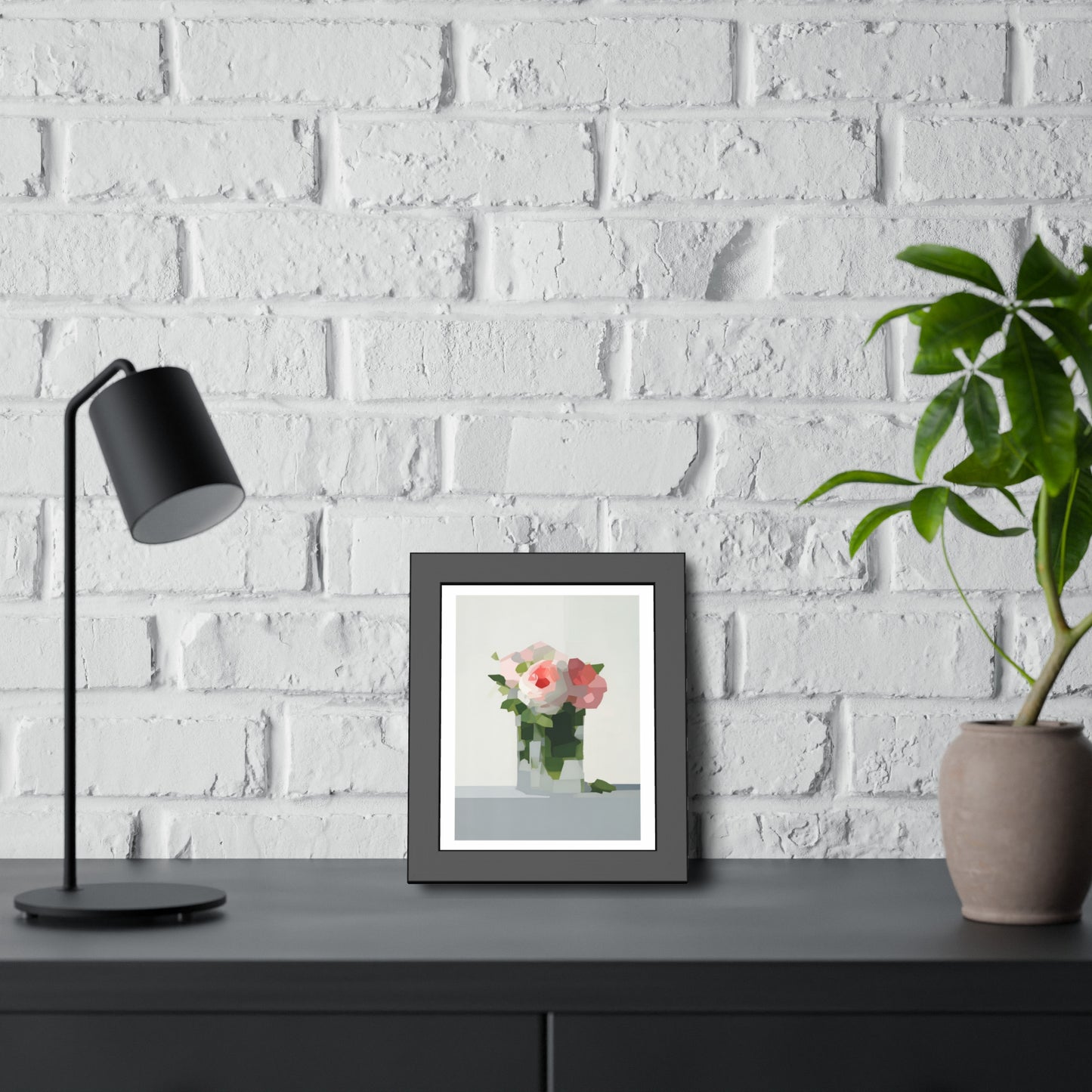 Framed Floral Poster — Modern Abstract Peony Art Print