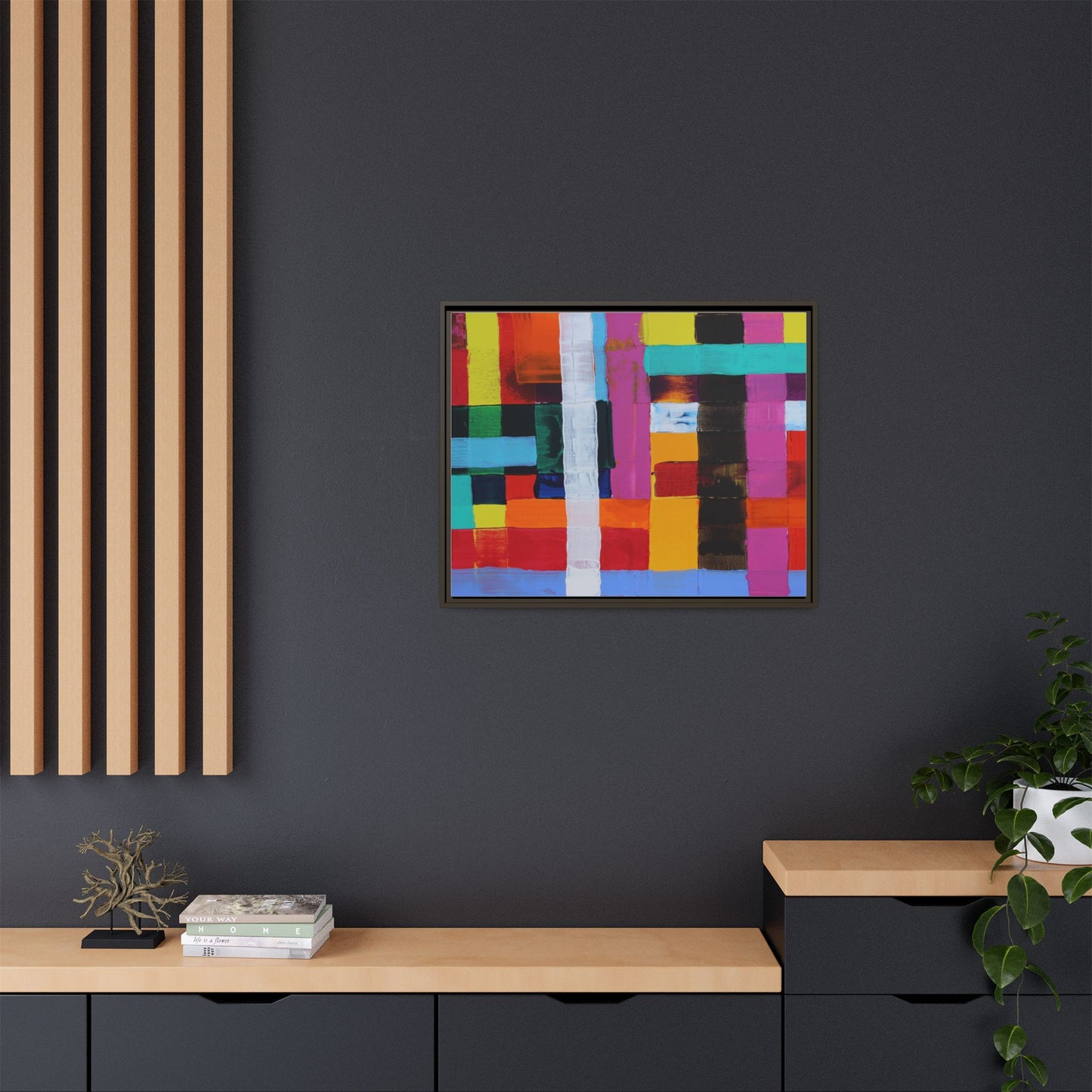 Farbfeld Malerei (Acryl) by Unknown Artist Matte Framed Canvas Wall Art Print