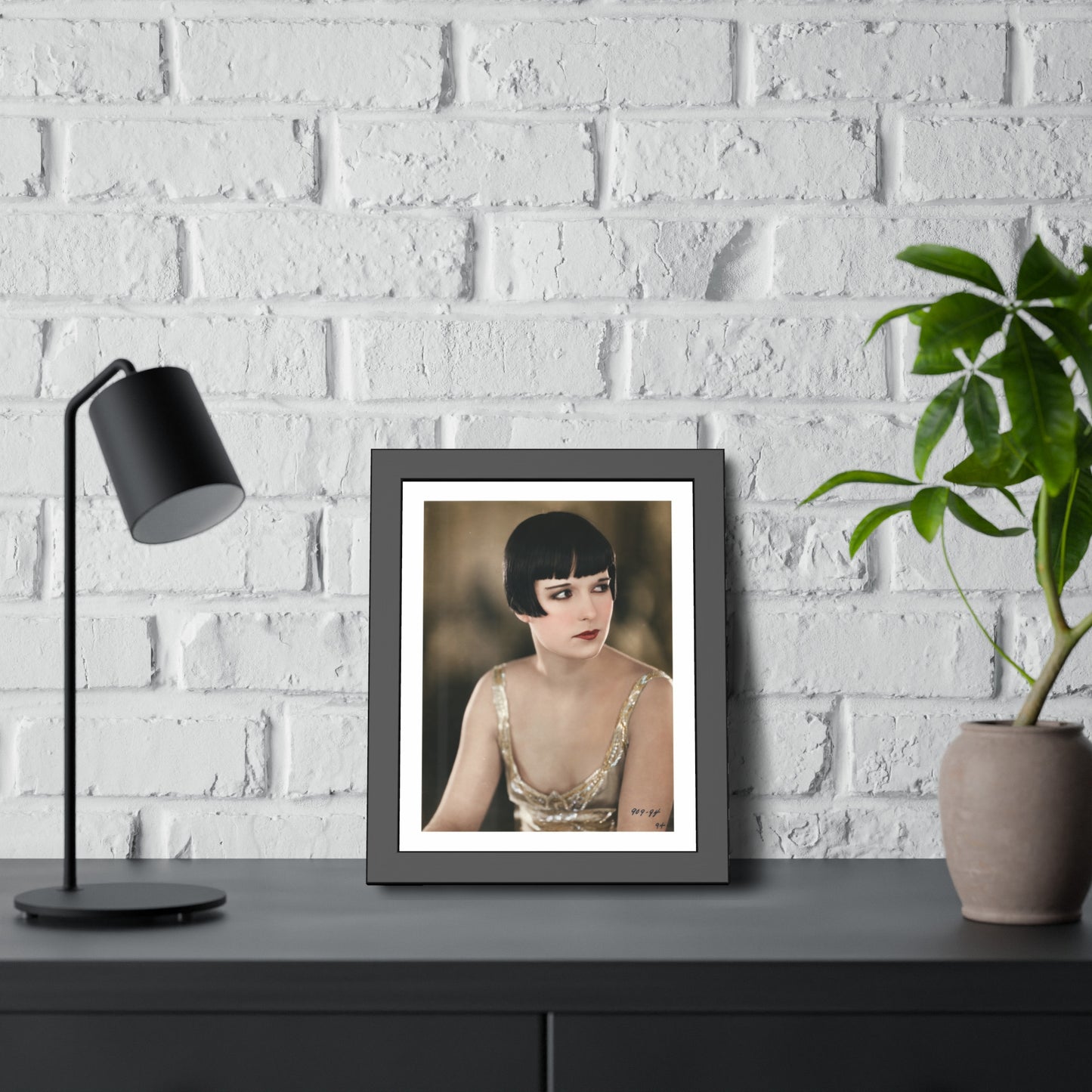 Vintage 1920s Louise Brooks Portrait Framed Poster — Art Deco Wall Print