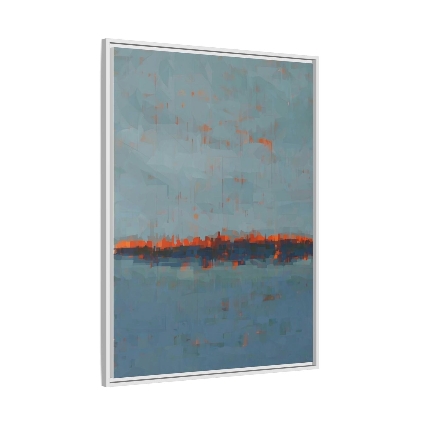 Framed Canvas Art — Teal & Orange Abstract Seascape