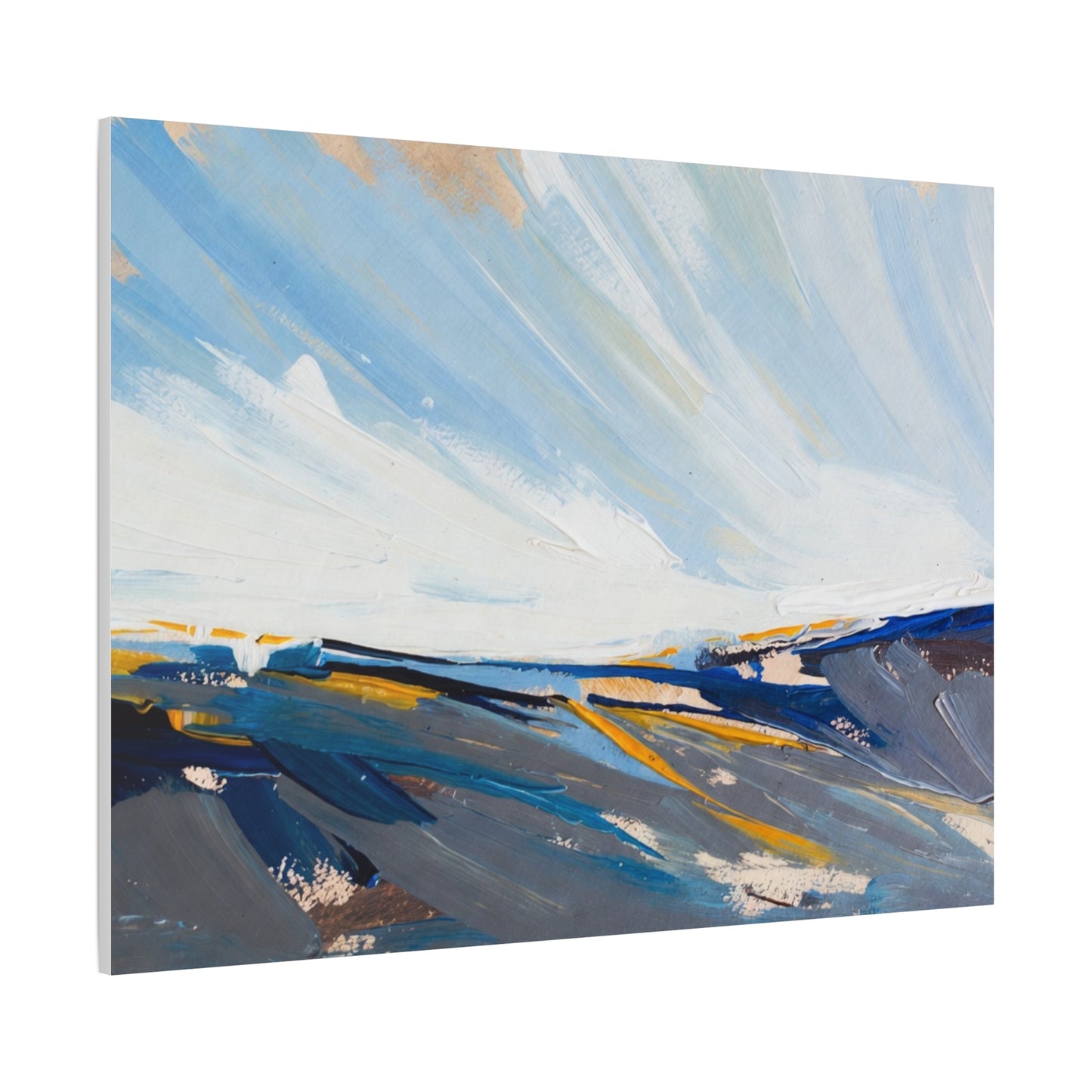 Abstract Coastal Landscape Canvas Print — Blue Sky Seascape Wall Art