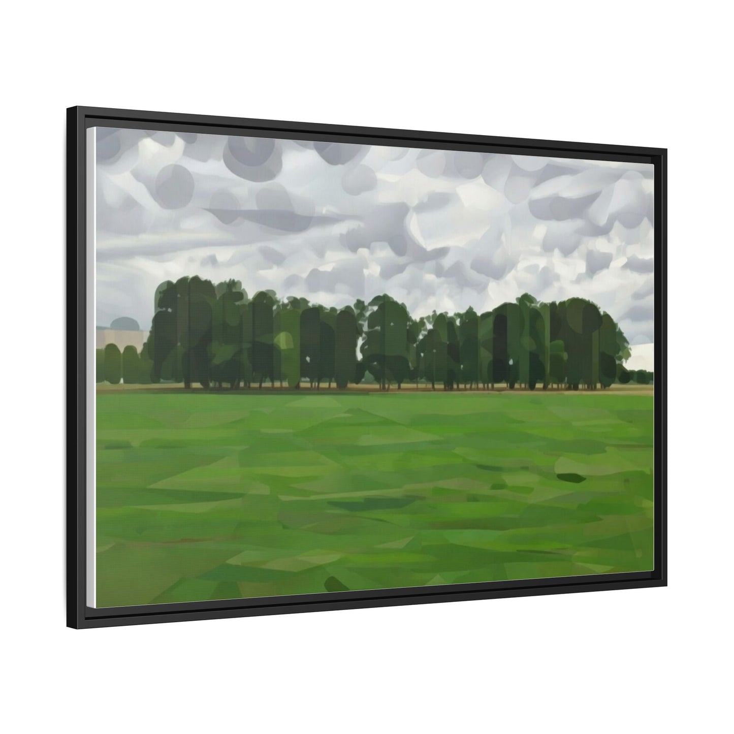 Framed Matte Canvas Print — Minimalist Green Landscape Art