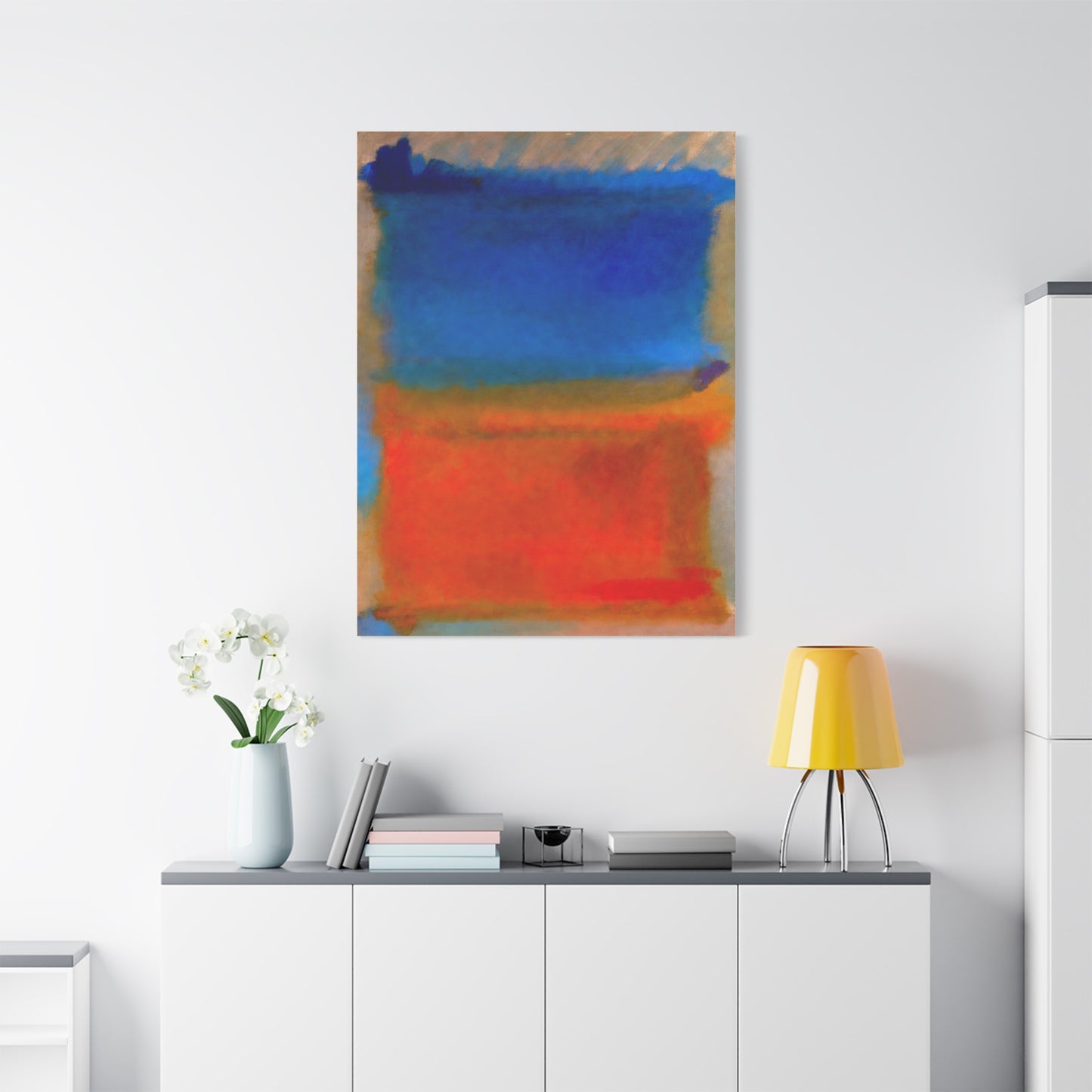 Abstract Blue and Orange Canvas Print — Modern Stretched Wall Art