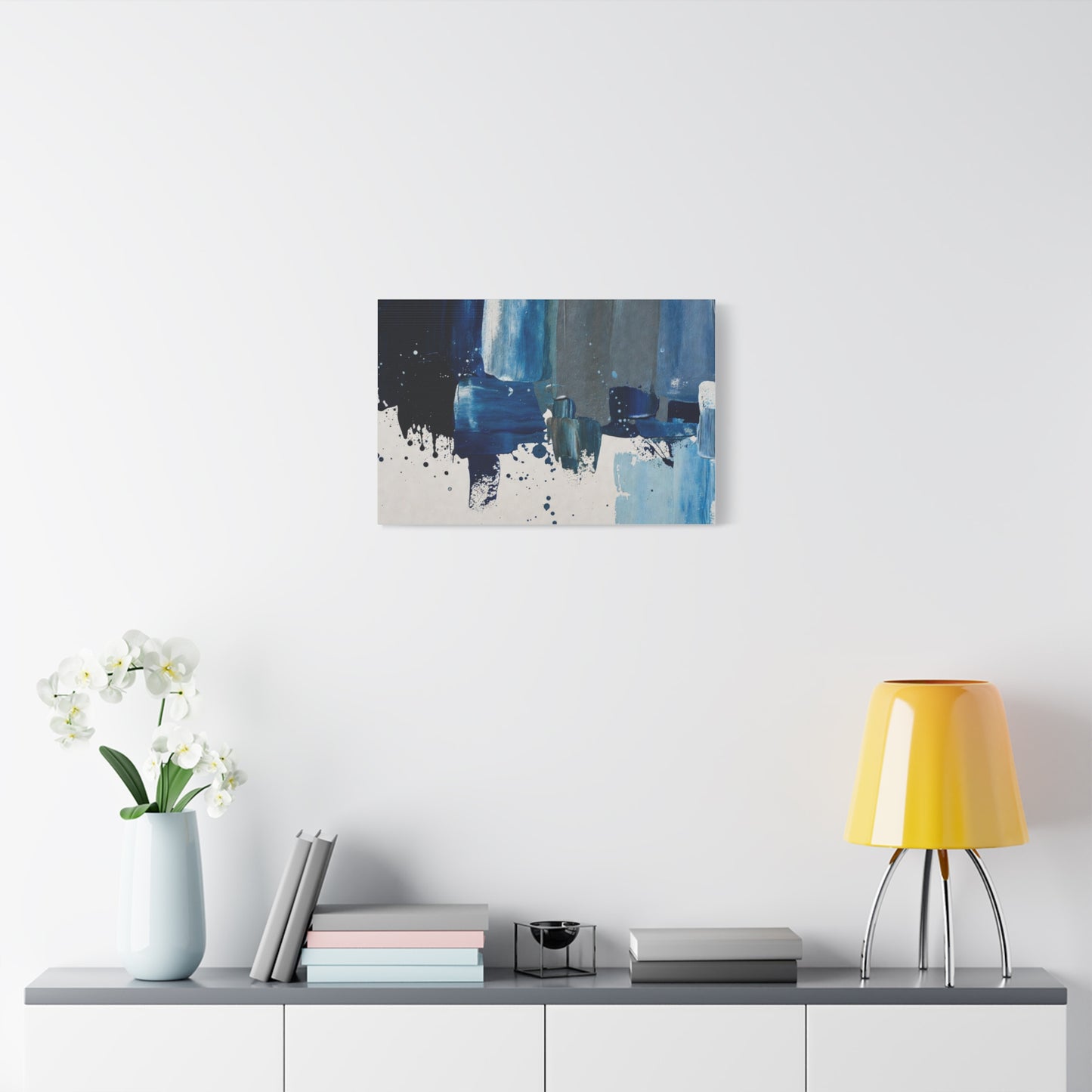 Blue Abstract Canvas Wall Art – Modern Matte Stretched Canvas