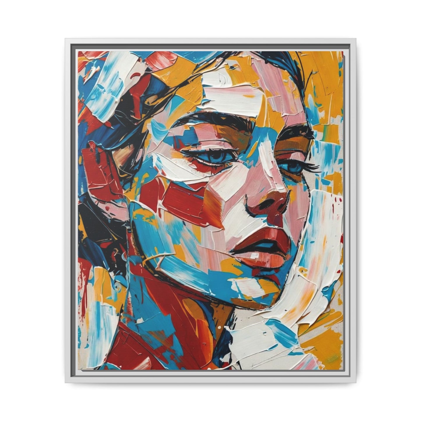 Colorful Abstract Portrait Framed Canvas Print
