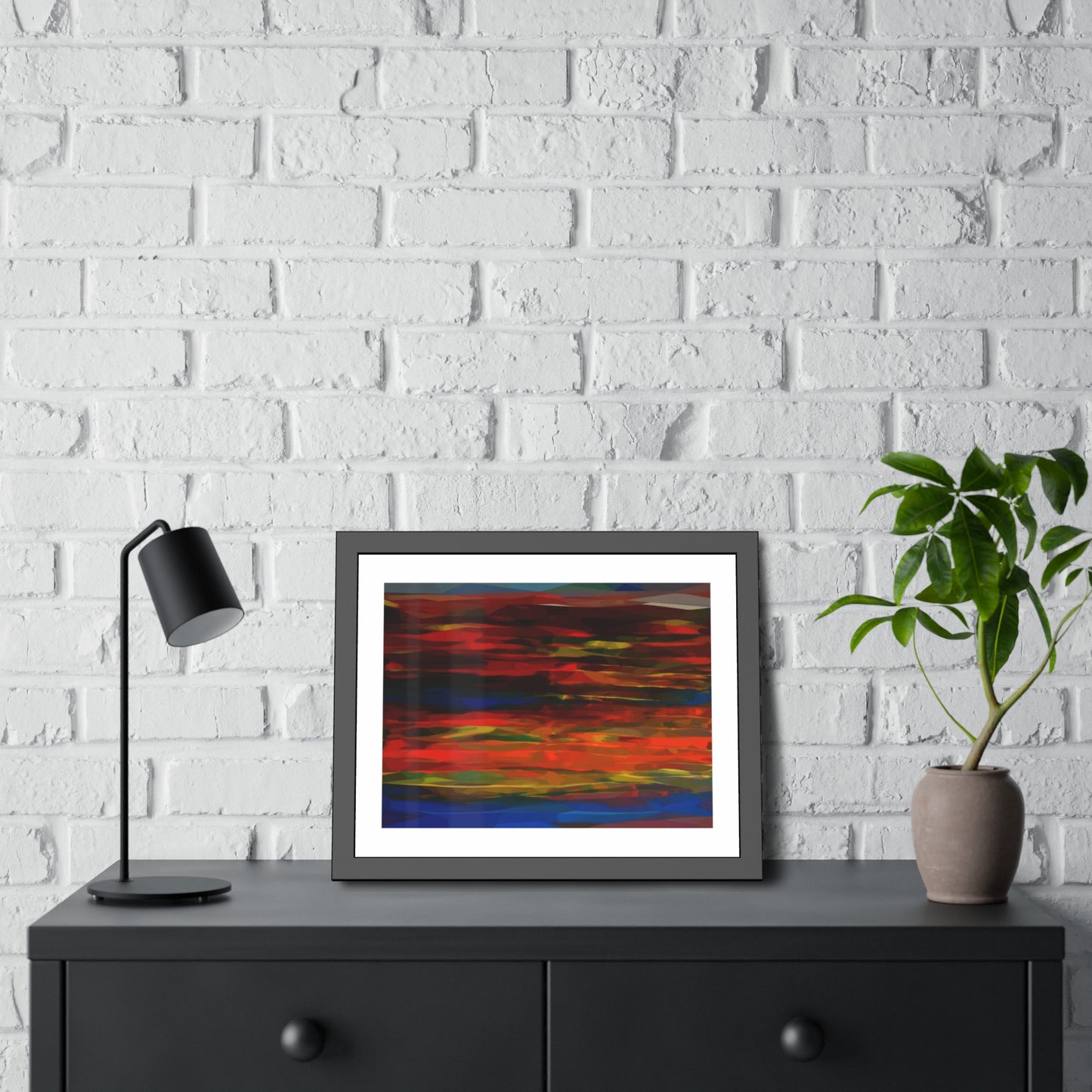 Abstract Sunset Framed Poster — Colorful Modern Wall Art
