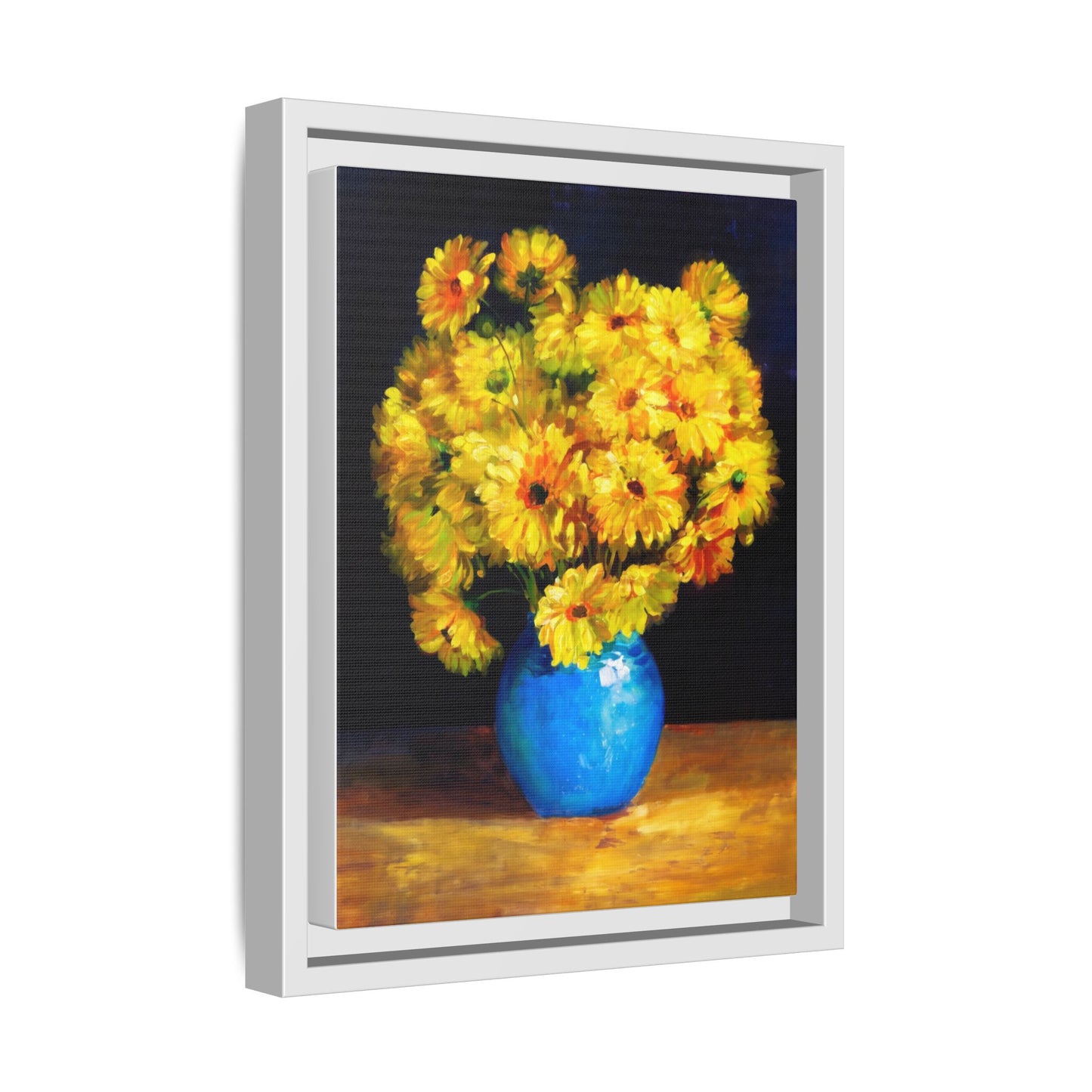 Yellow Daisy Bouquet Matte Canvas Framed Wall Art