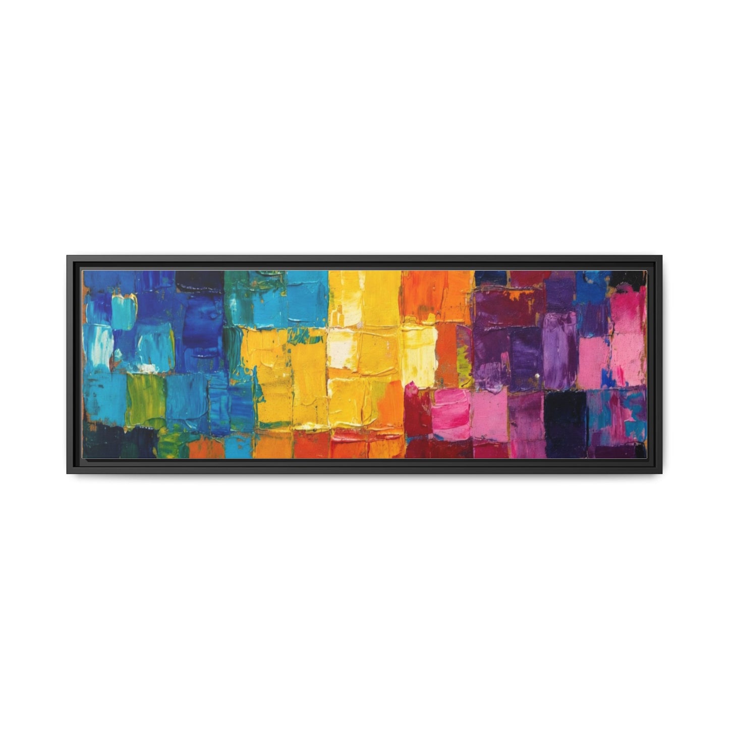 Abstract Rainbow Mosaic Framed Canvas Print — Colorful Modern Wall Art
