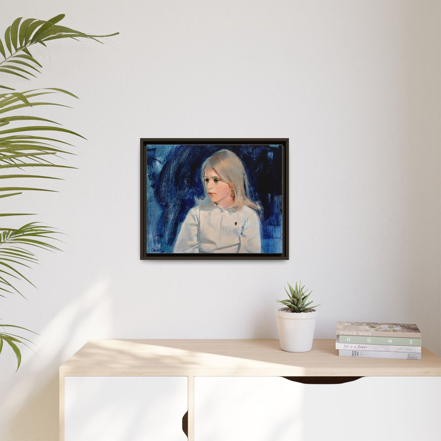 Painting of girl by Unknown Artist Framed Matte Canvas Classic Wall Art