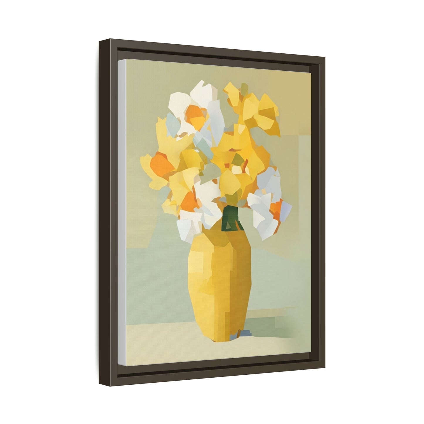 Framed Floral Canvas Print — Yellow Vase Bouquet Wall Art