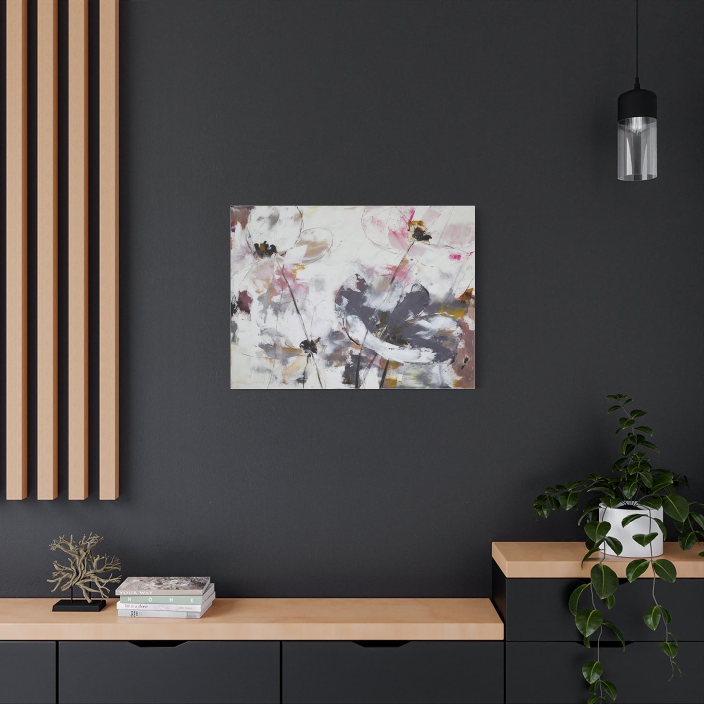 Abstract Floral Canvas Wall Art — Soft Neutral Blossoms Matte Stretched Canvas