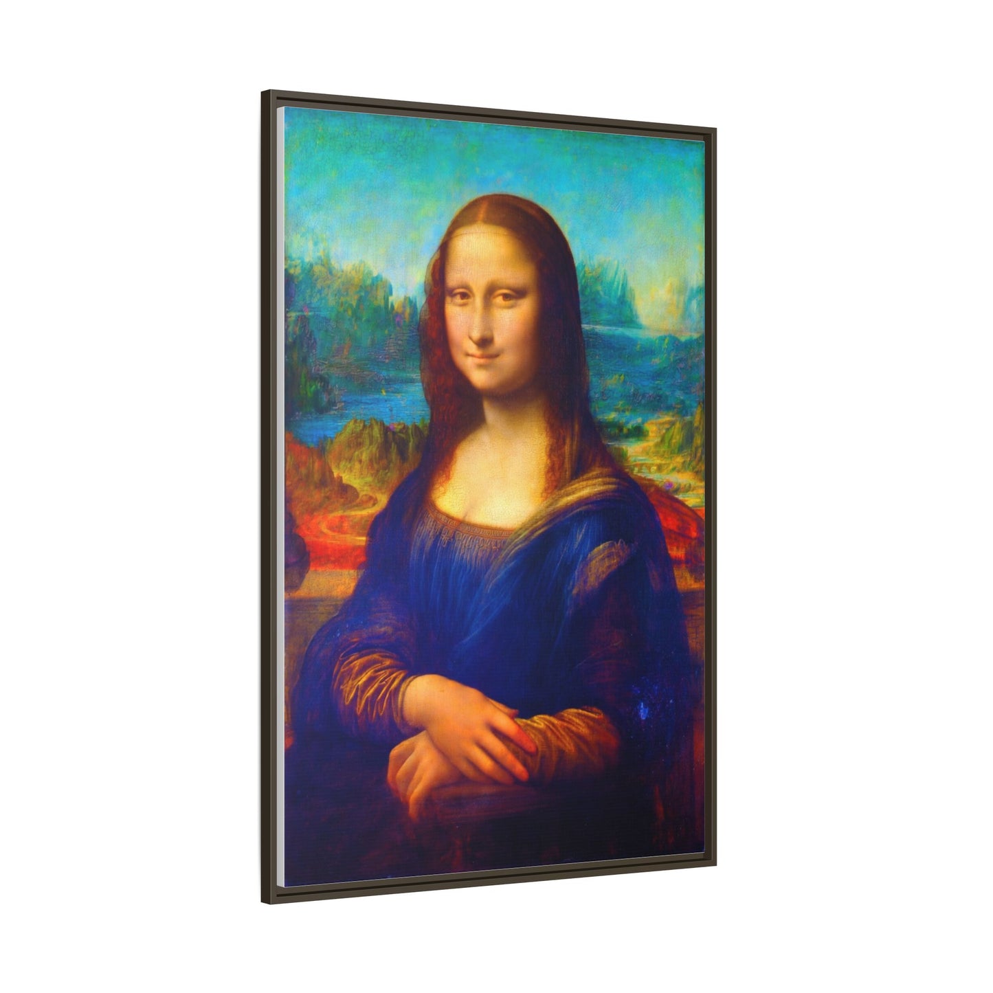 Framed Matte Canvas Print — Colorful Mona Lisa Wall Art