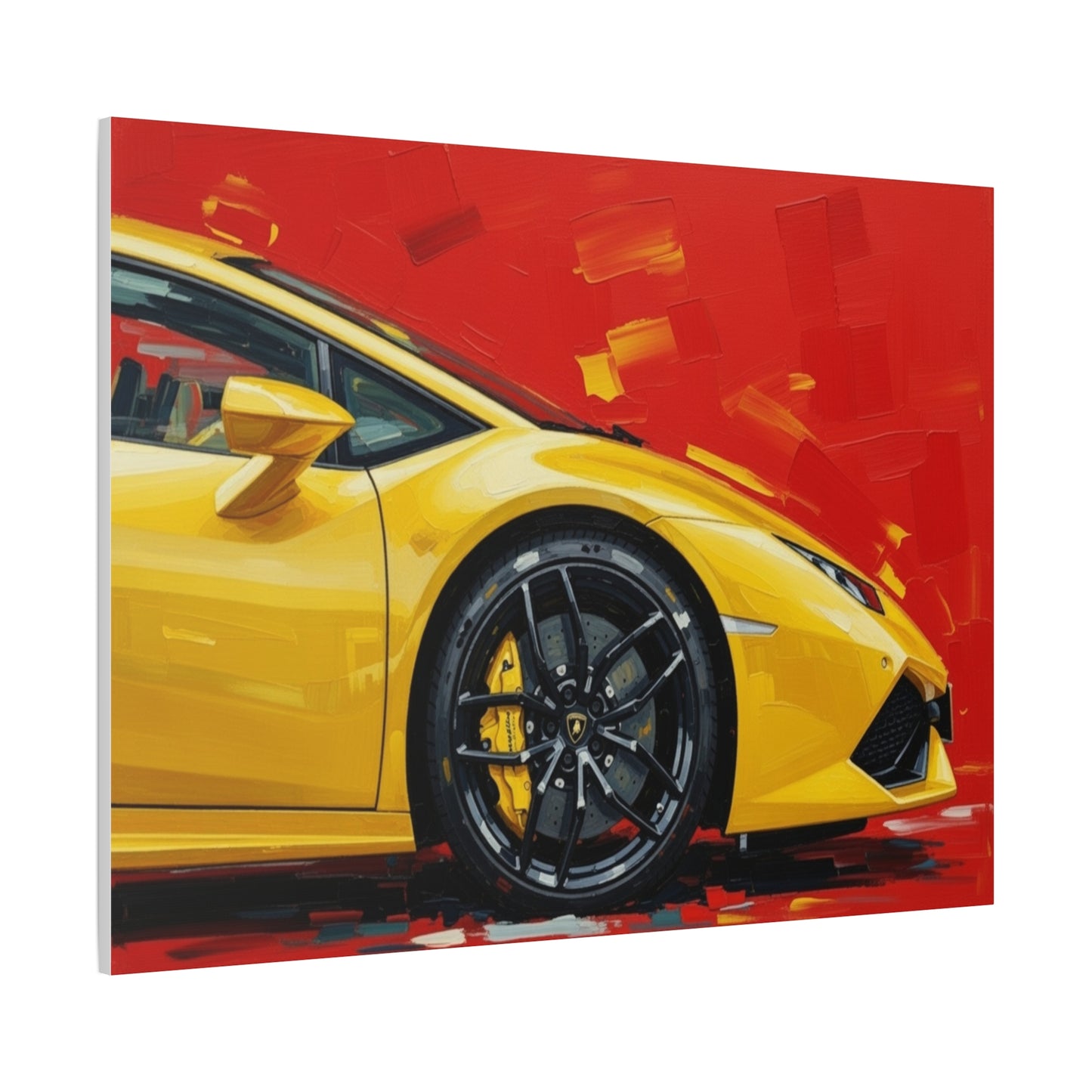 Yellow Sports Car Canvas Print - Modern Automotive Wall Art (Matte Stretched)