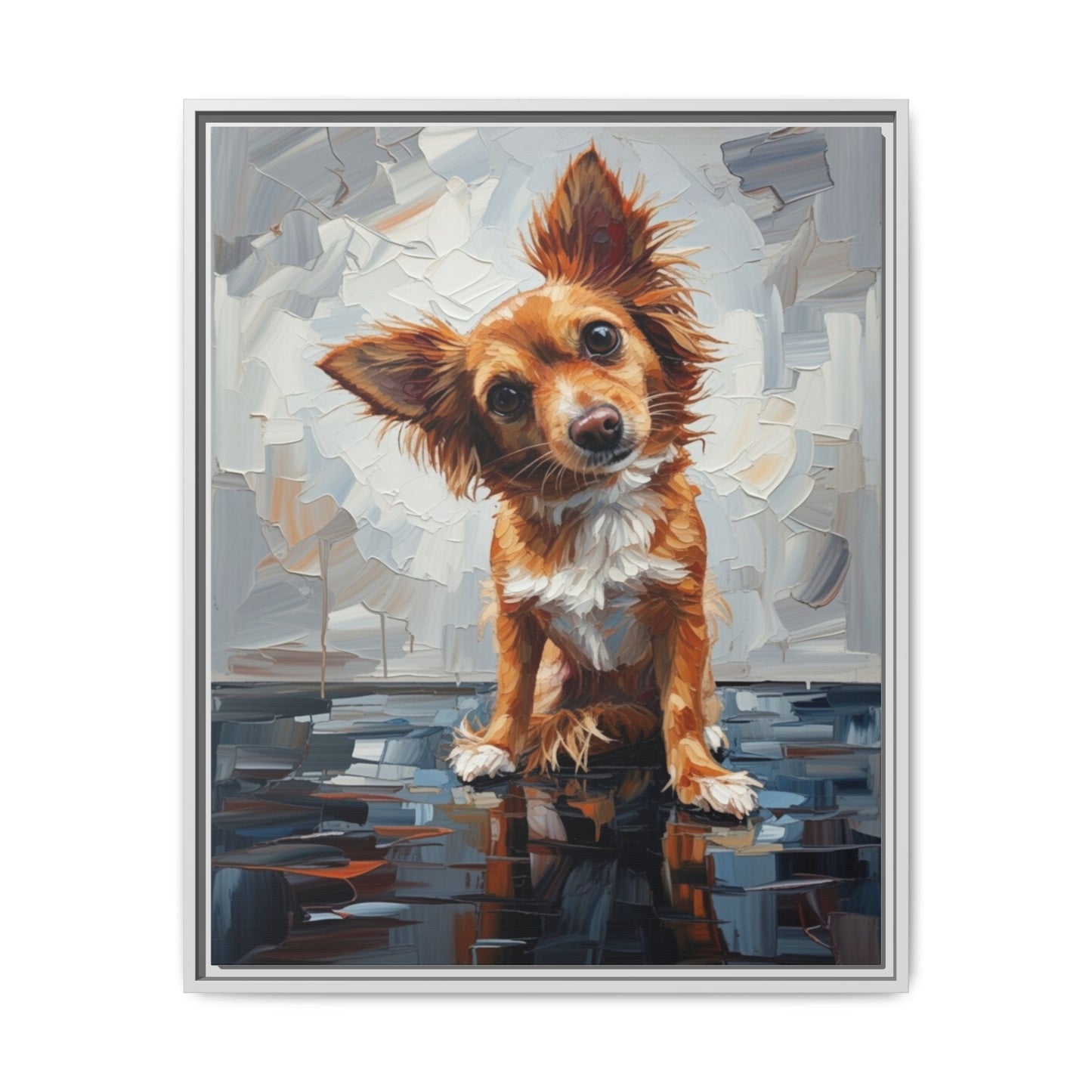 Framed Matte Canvas Print — Playful Brown Dog Portrait