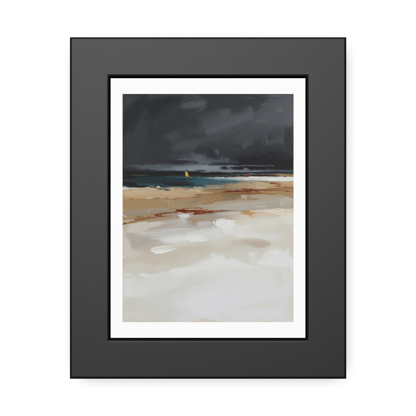 Framed Coastal Beach Print — Moody Seascape Poster in Black Frame
