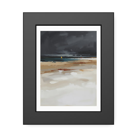 Framed Coastal Beach Print — Moody Seascape Poster in Black Frame