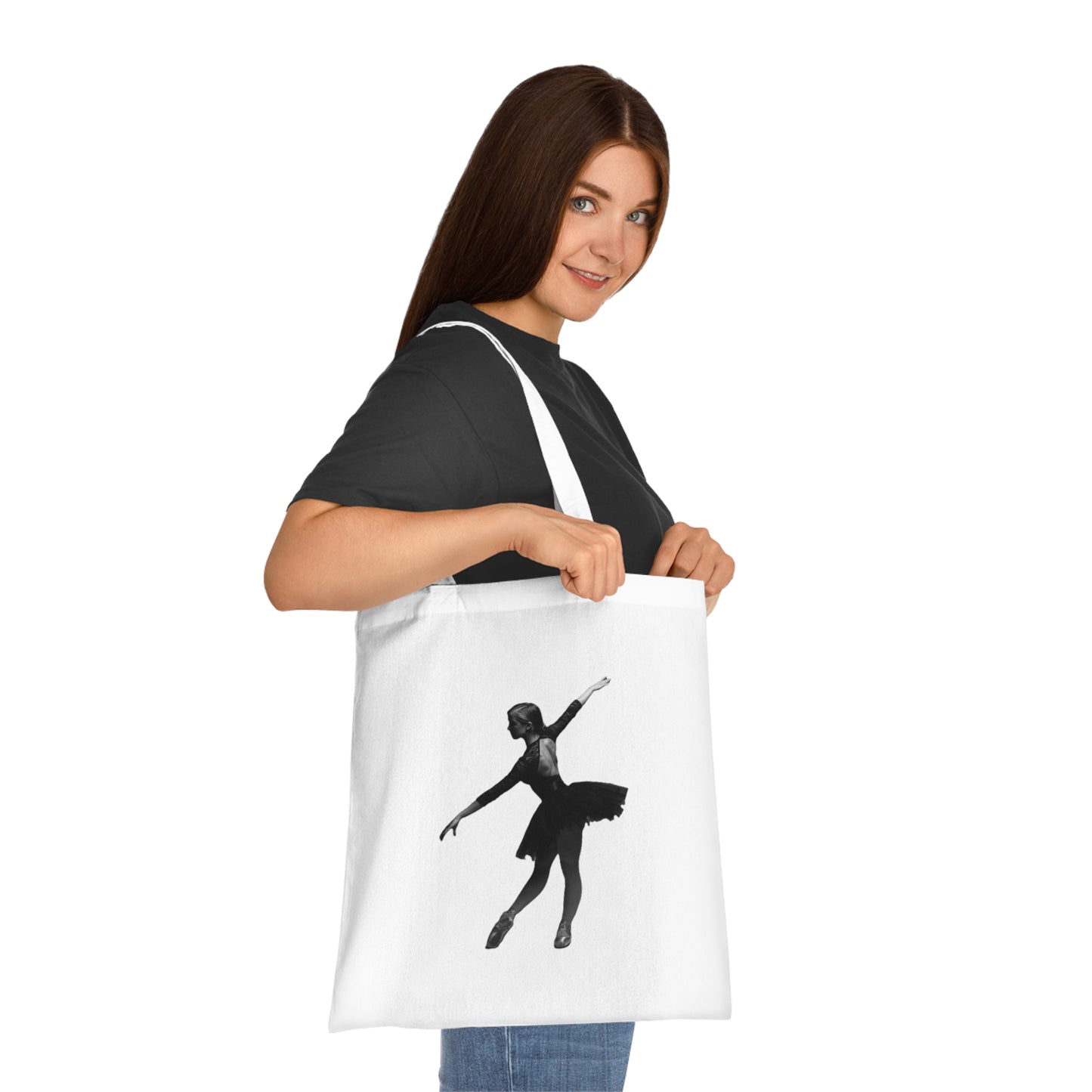 Ballet Silhouette Cotton Tote — Dancer Tote Bag for Ballet Lovers