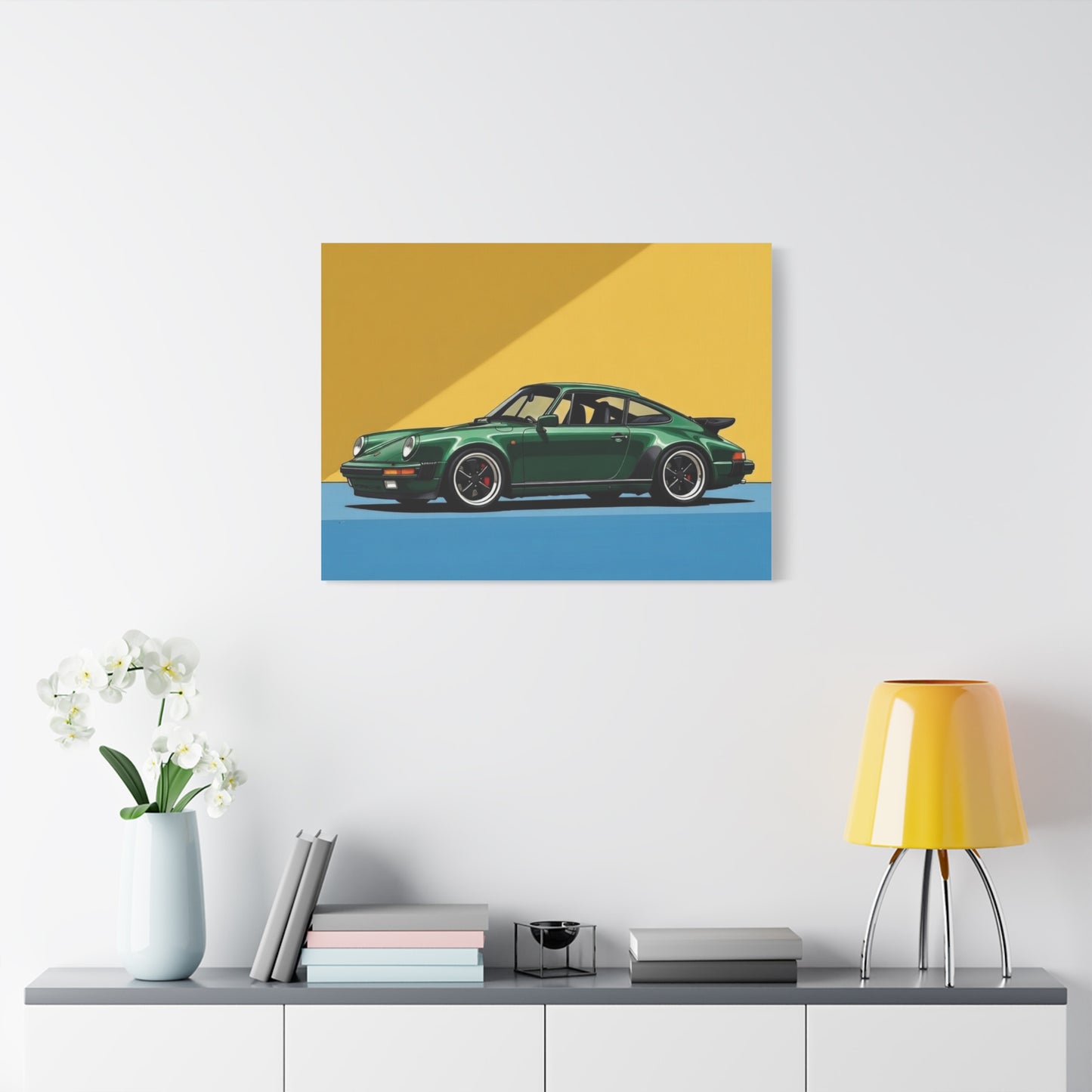 Vintage Green Porsche Art Print - Matte Stretched Canvas