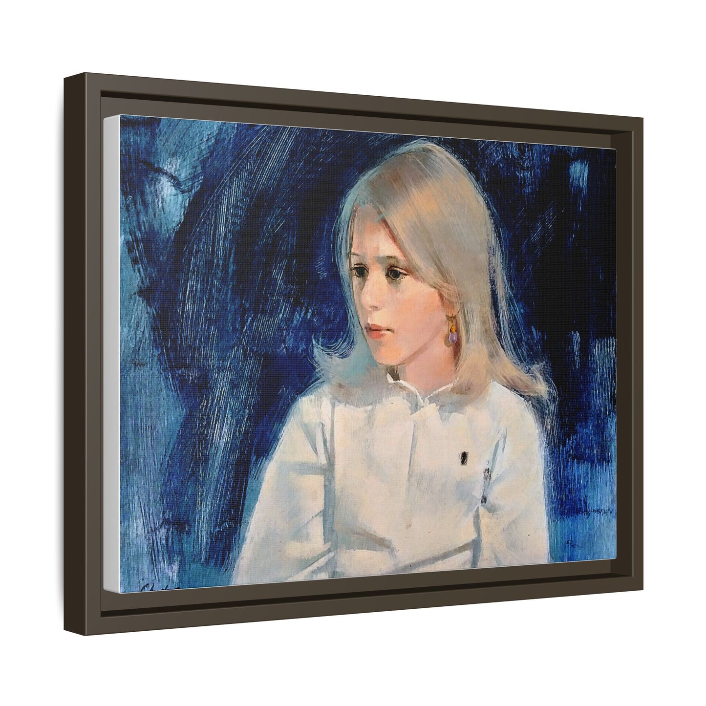 Painting of girl by Unknown Artist Framed Matte Canvas Classic Wall Art