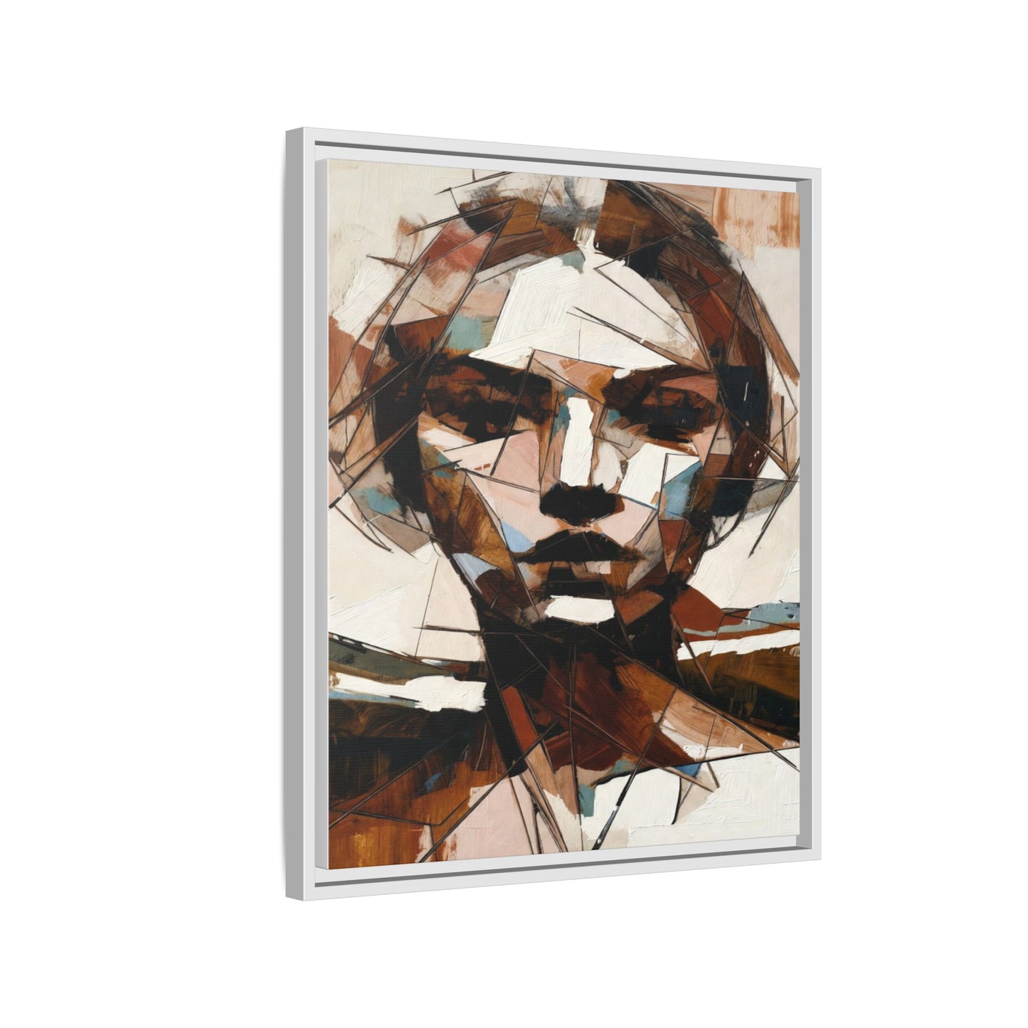 Abstract Woman Portrait Matte Canvas Framed — Geometric Multi-Color Wall Art