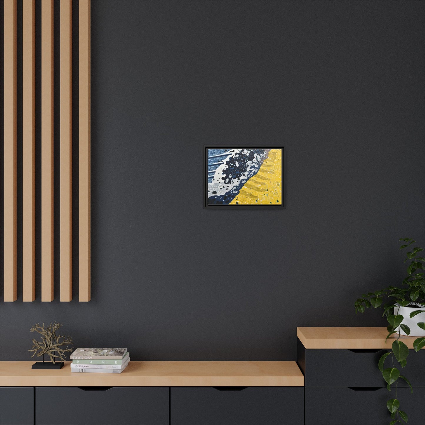 Framed Abstract Ocean & Sand Matte Canvas Print