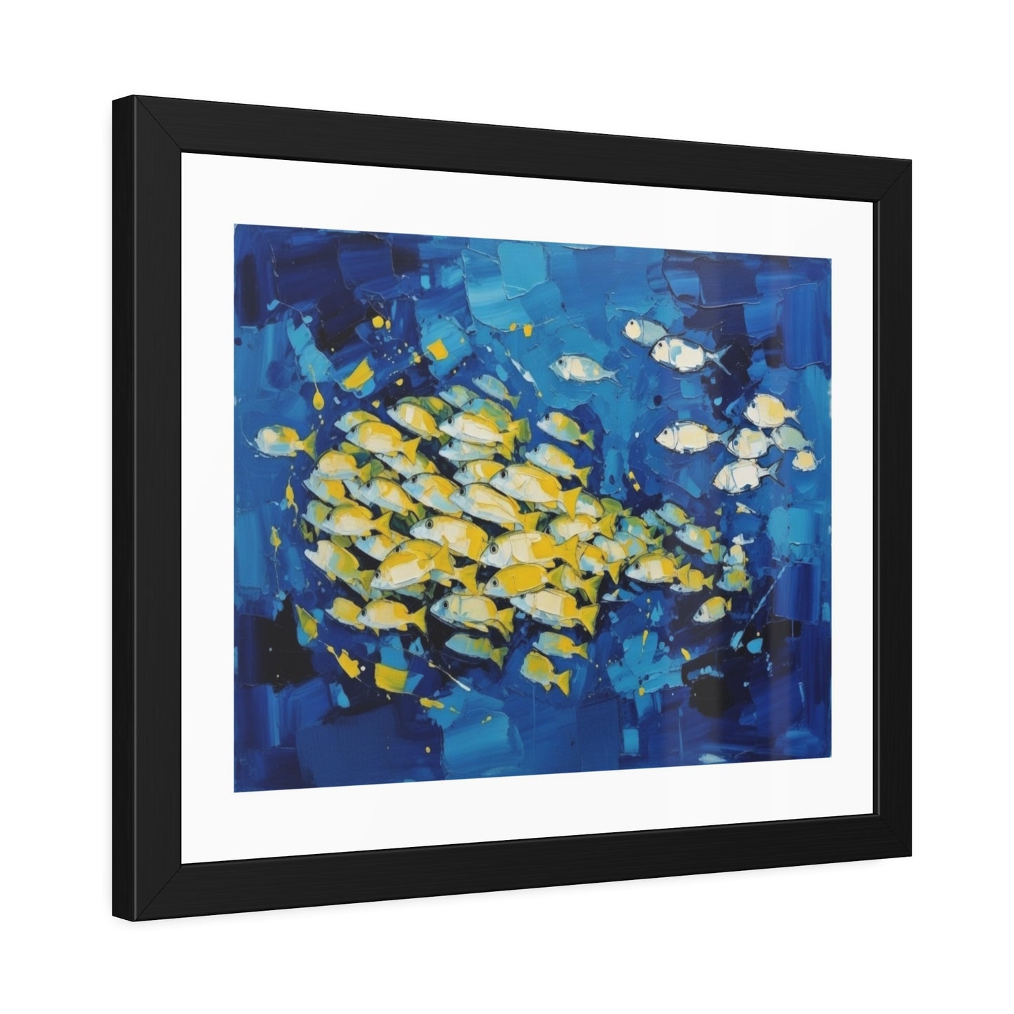 Framed Fish Poster — Blue School of Fish Nautical Wall Art Print