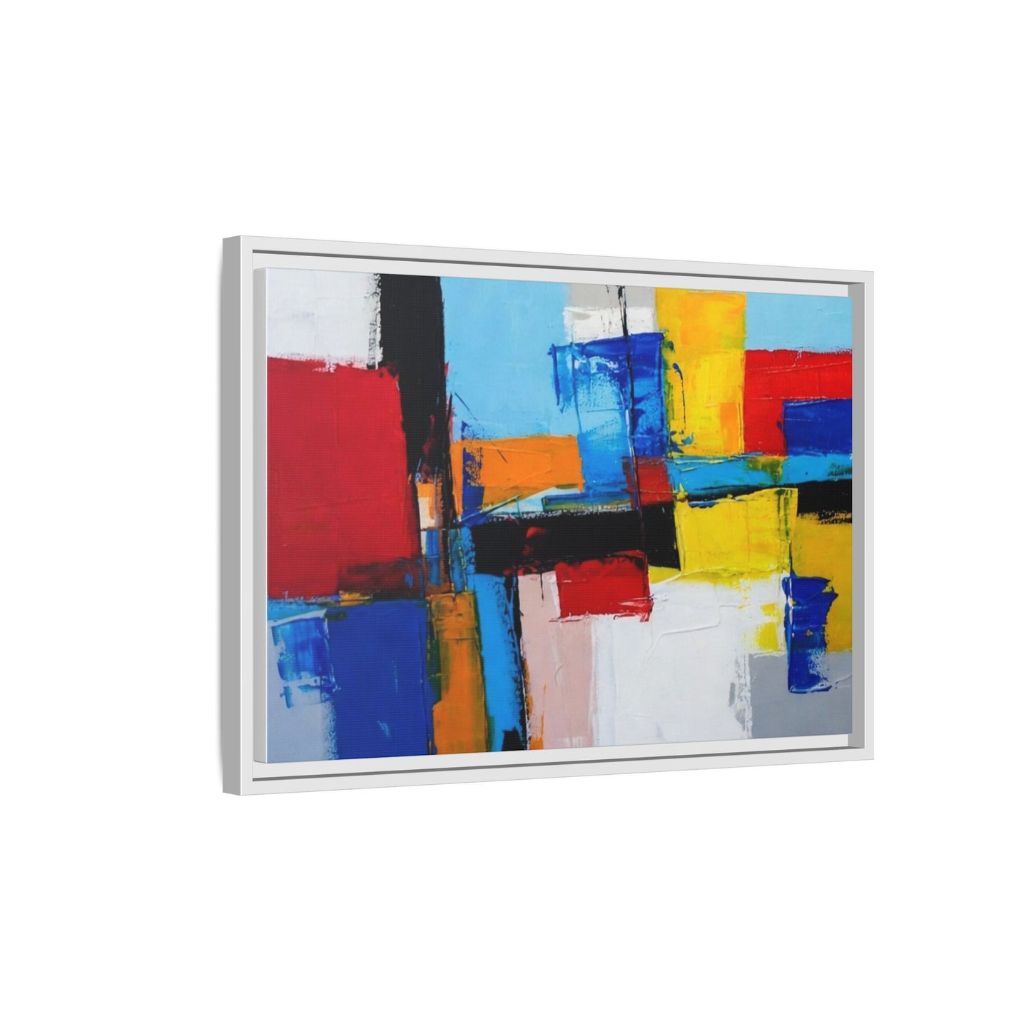 Abstract Color Block Matte Canvas Framed Wall Art