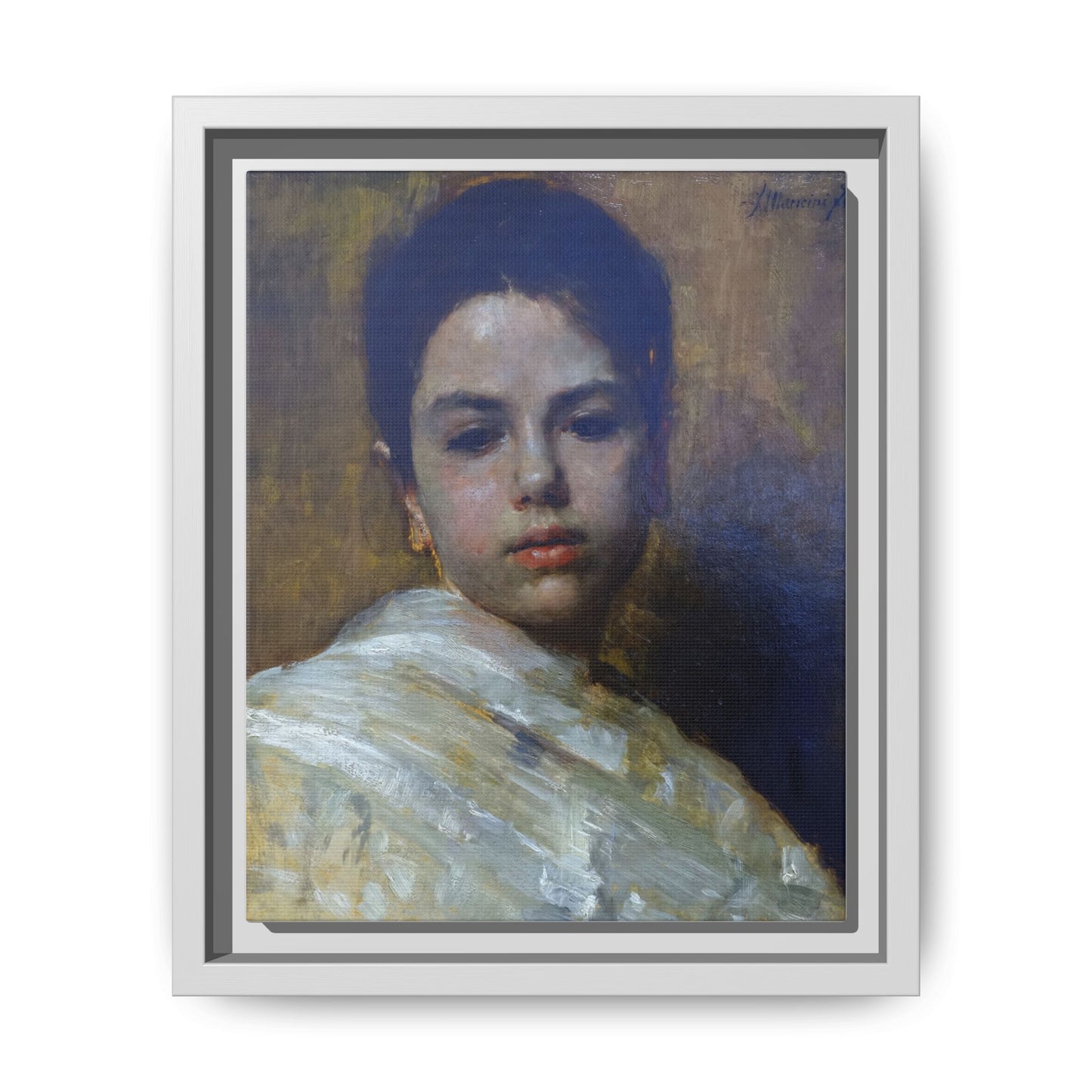Carminella by Antonio Mancini Framed Matte Canvas Art Print