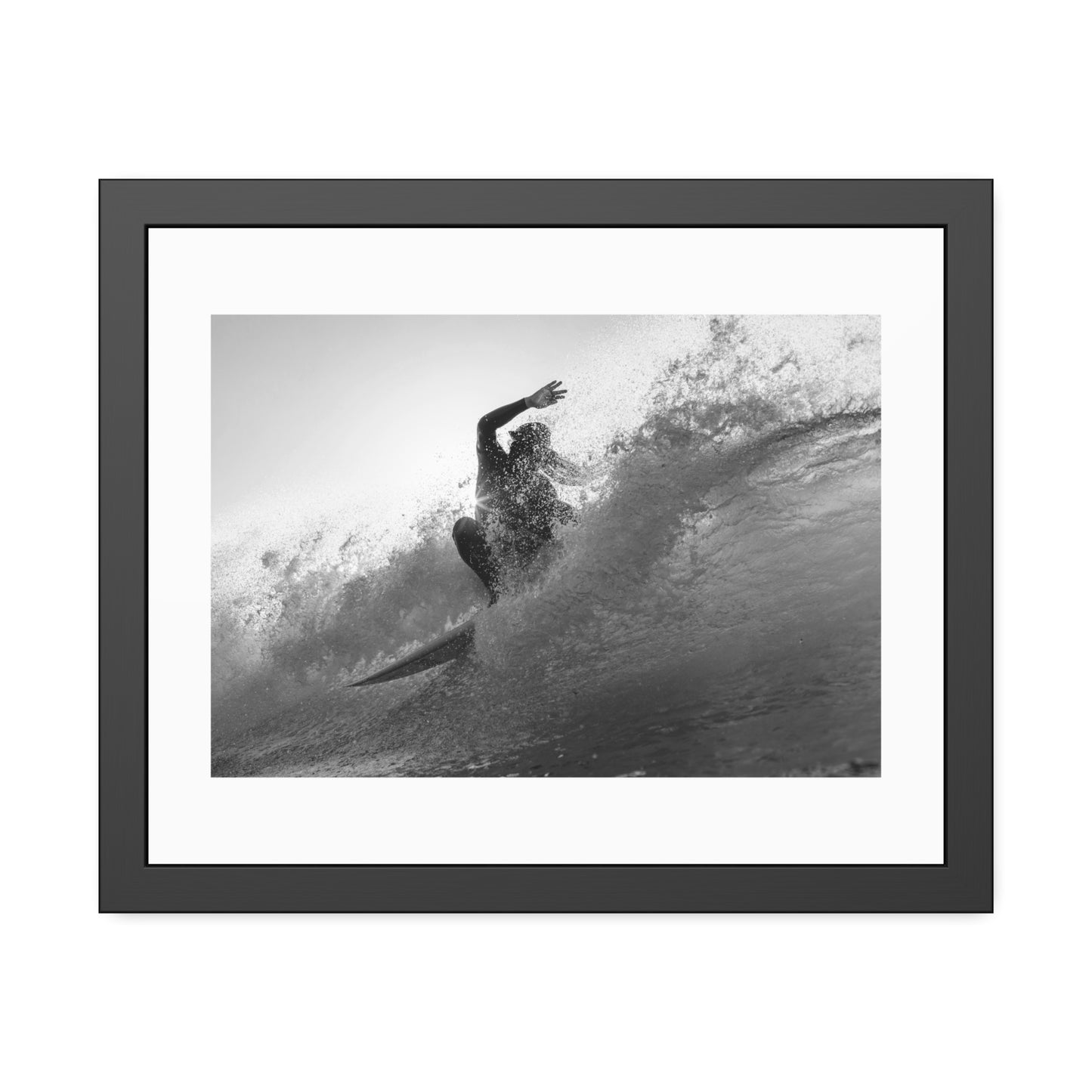 smashing a wave at Lobitos by Henry Espinoza Panta Framed Wall Art Poster