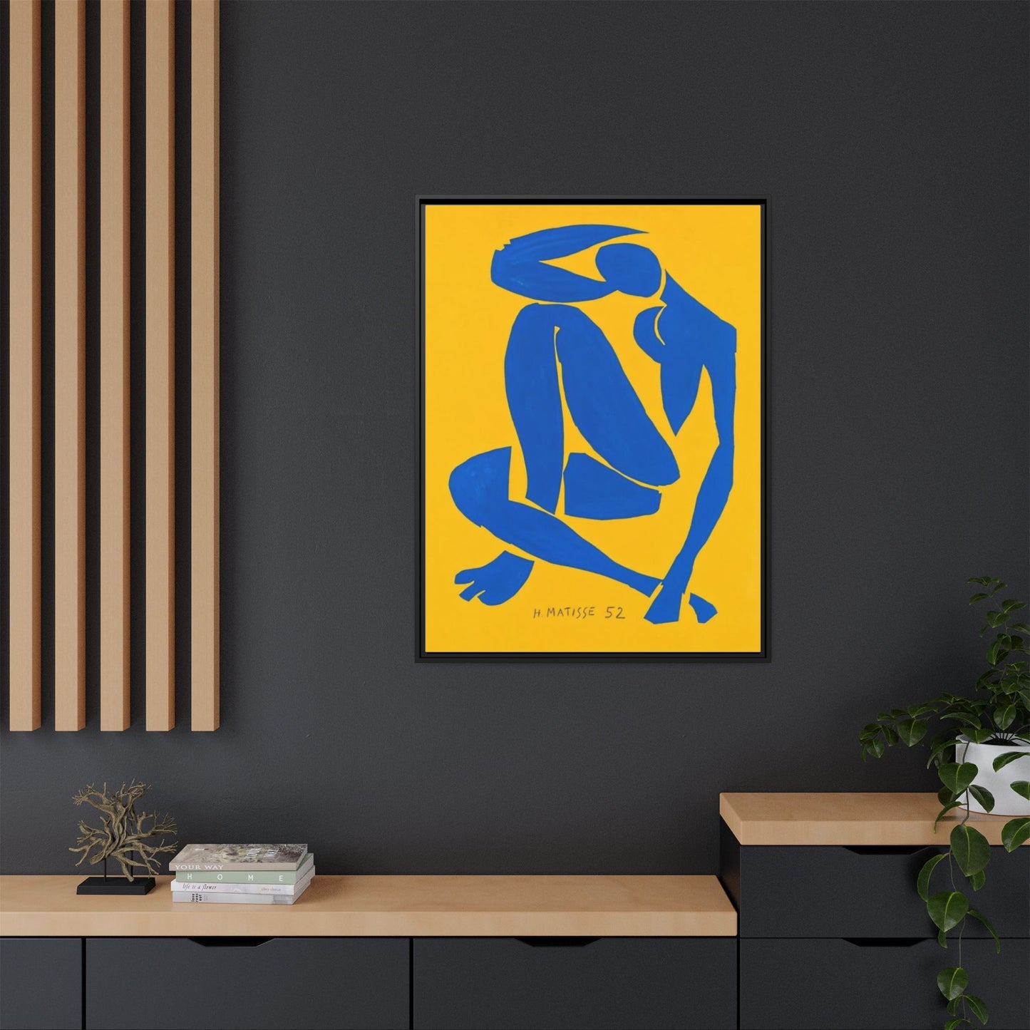 Abstract Blue Nude Matte Canvas Wall Art, Framed