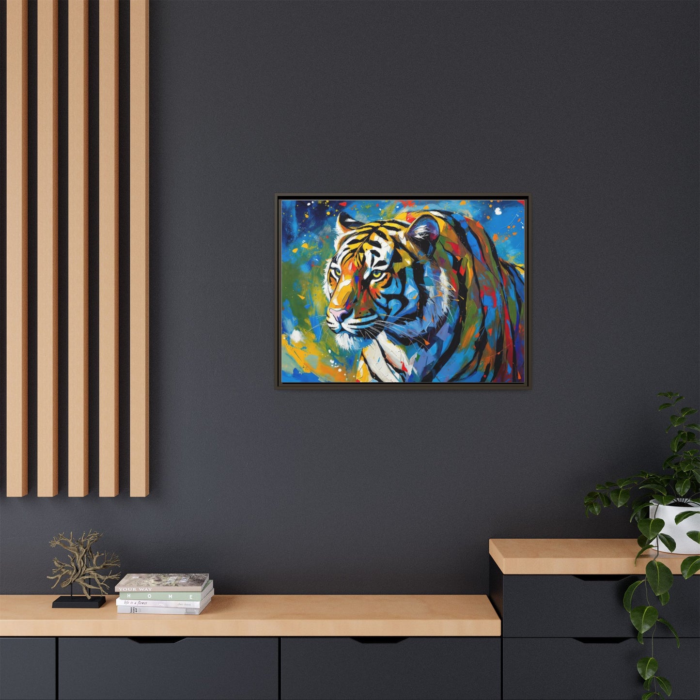 Colorful Tiger Matte Canvas Framed Art — Vibrant Wildlife Wall Decor